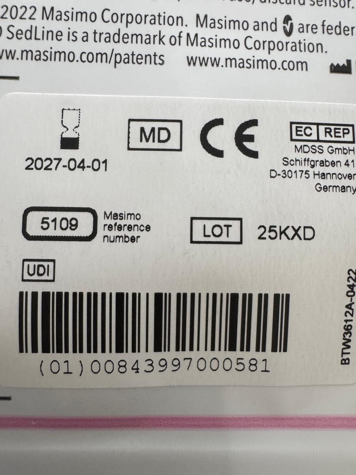 NEW LOT OF 25. MASIMO , REF 5109, EXP 2027-04