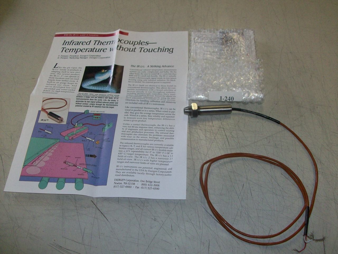 Exergen I/R T/C-J-440F Infrared Thermocouple Sensor with parts J-240 NEW