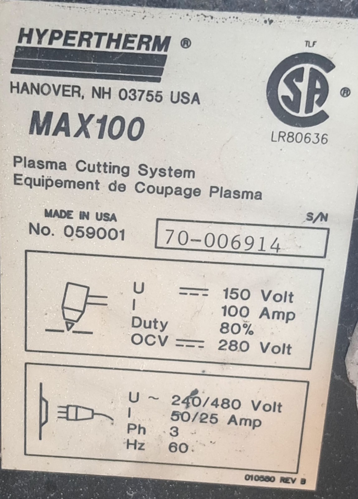 Hypertherm Max Plasma Cutter