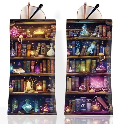 Soft Leather Sunglass & Eyeglass Case with Cleaning Cloth, 2 Magic Bookshelf
