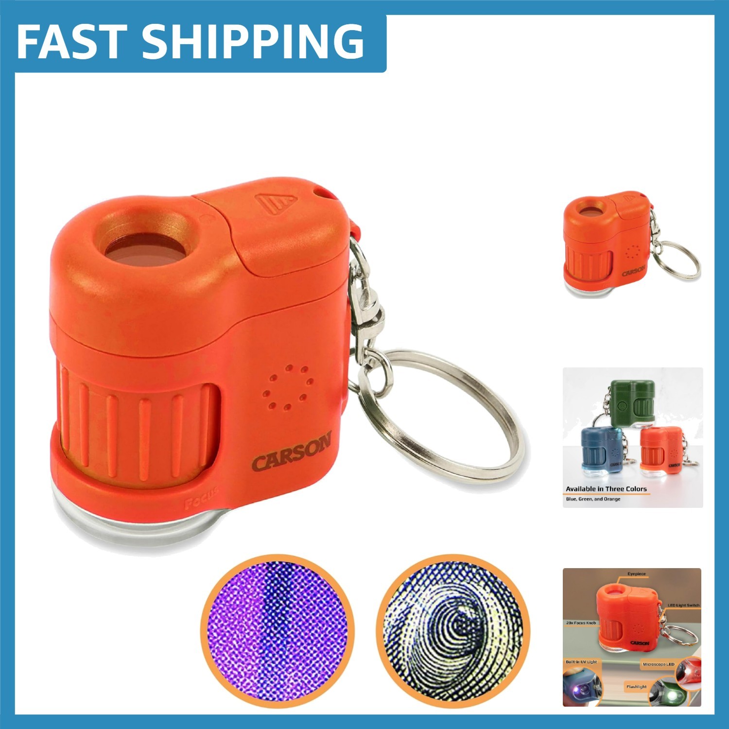 Educational Carson MicroMini 20x Lighted Pocket Microscope with Flashlight