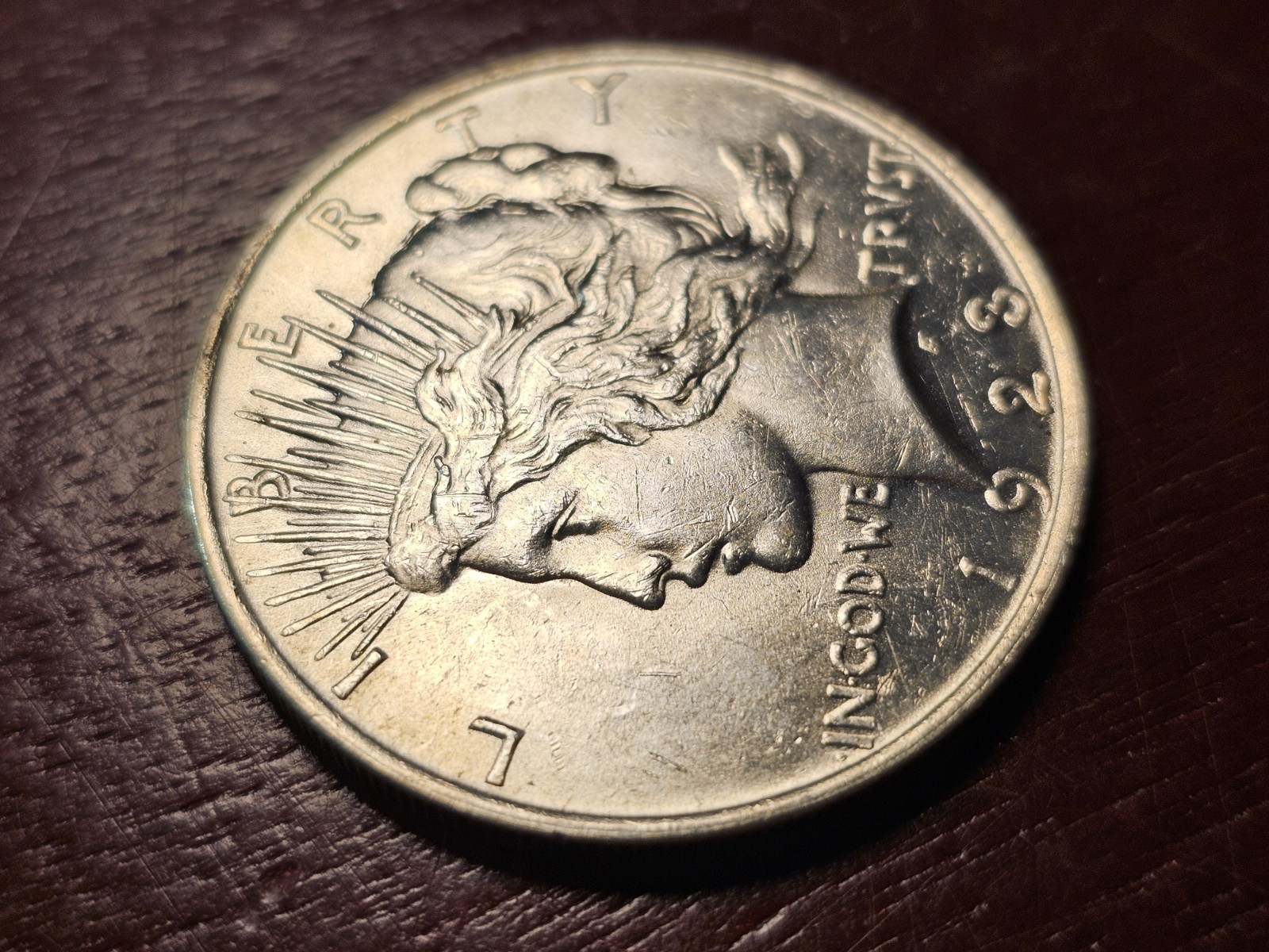 1923 Peace Silver Dollar, XF-AU, Below melt! Stk 0042