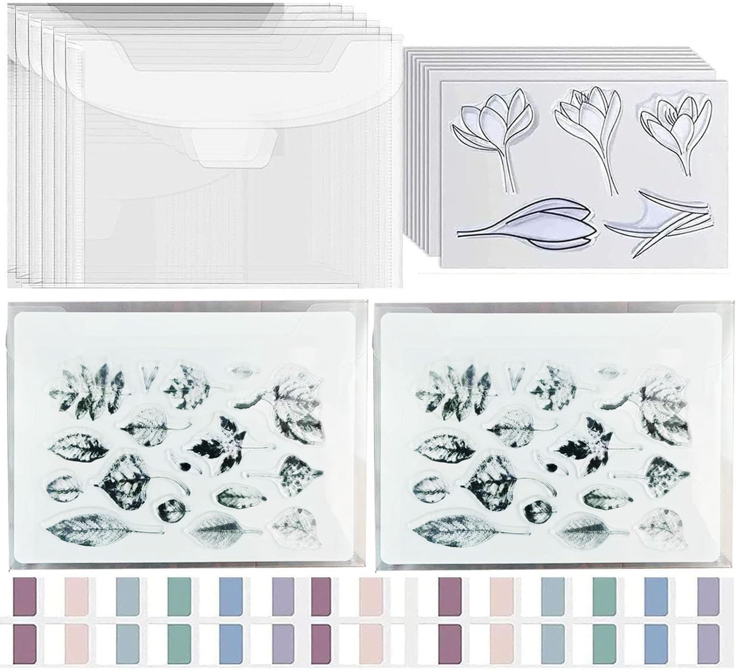 40 PCS Clear Stamps Storage Panels Resealable Die Cut Bag White Plastic