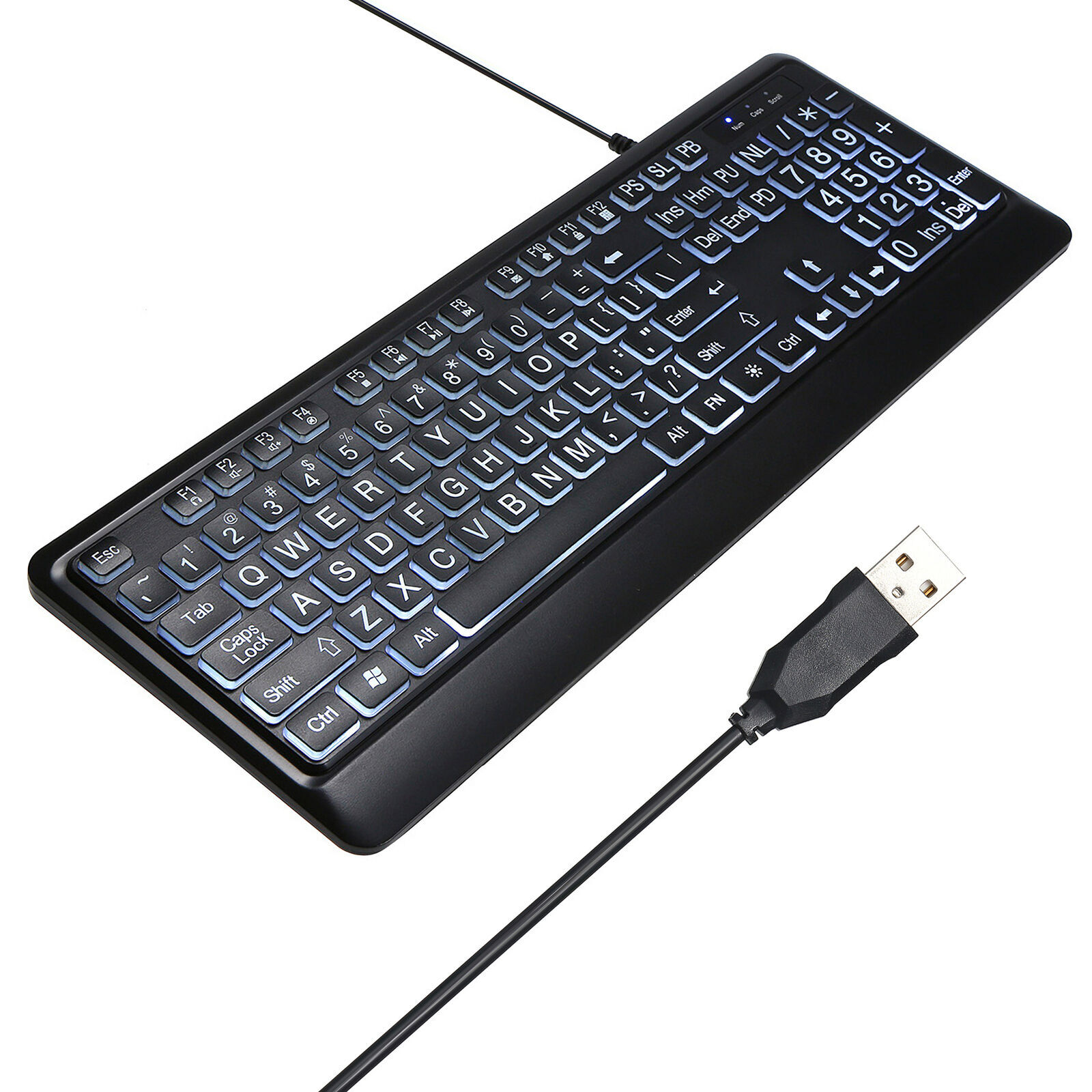USB Interface Large Print Backlit Wired Keyboard USB Wired Lighted Keyboard Q4N8