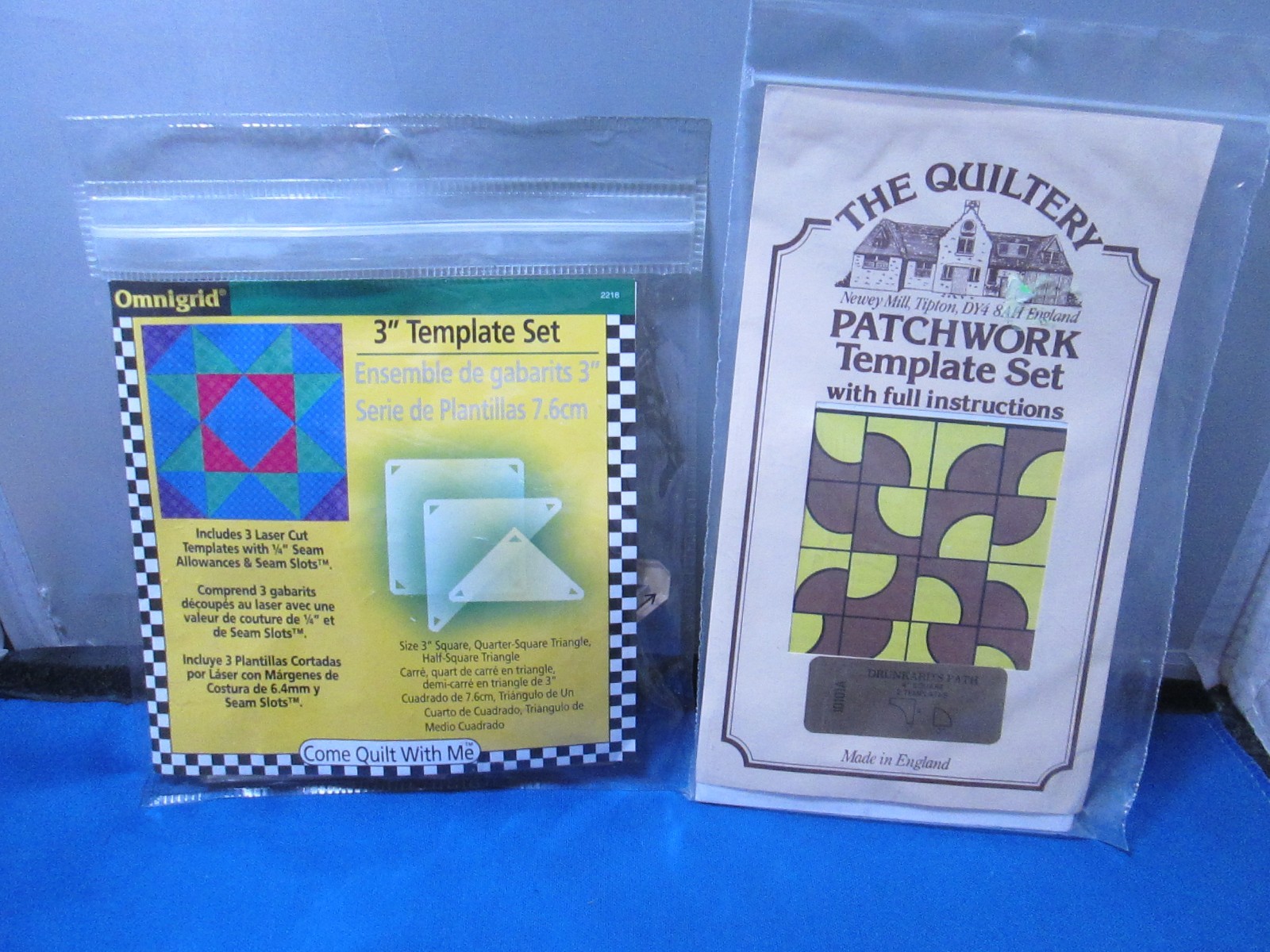 Quilt Templates - Drunkard's Path (The Quiltery) & 3" Set (Omnigrid)