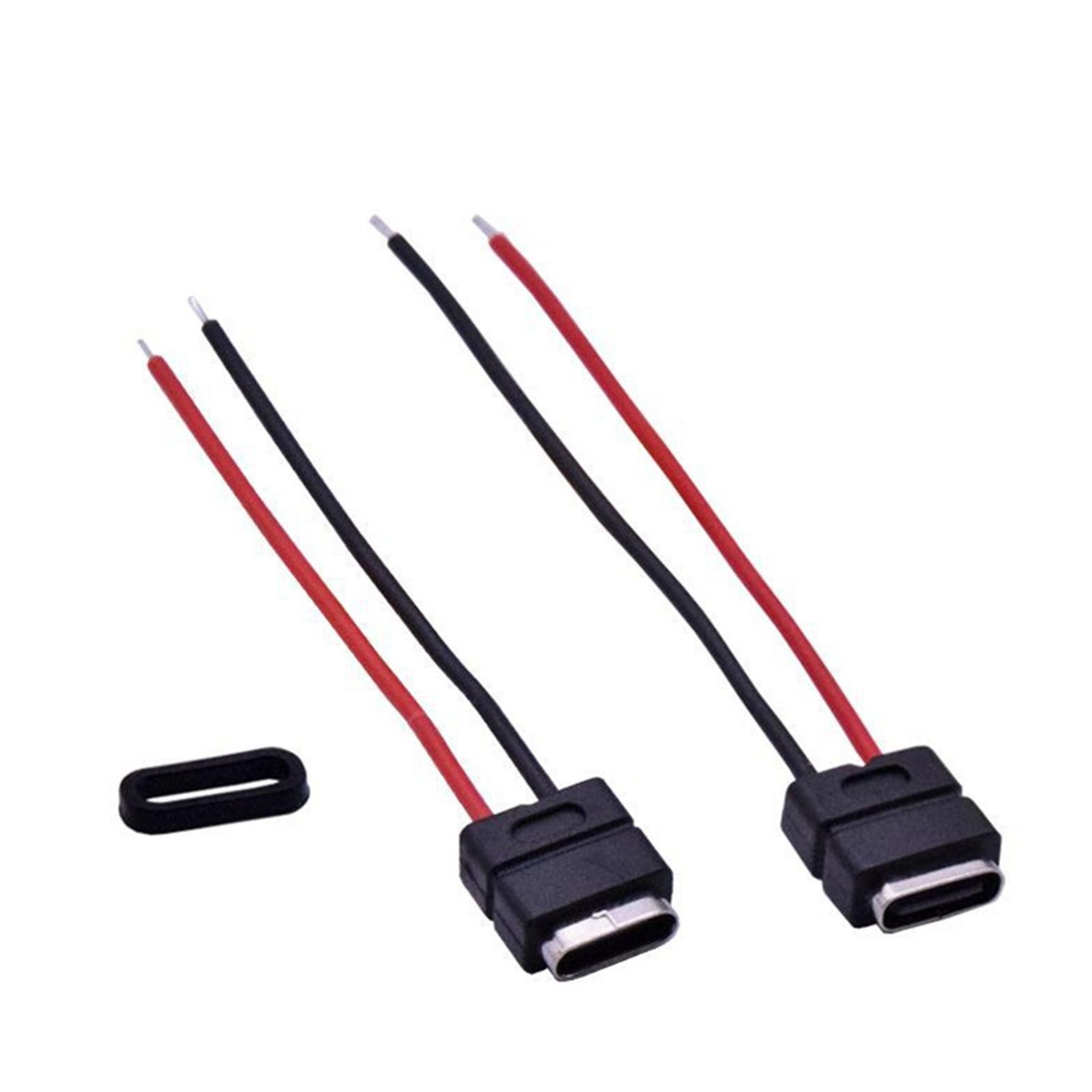 2 Pin USB 2.0 Type-C Connector Welding Wire Waterproof Female Socket Charging d