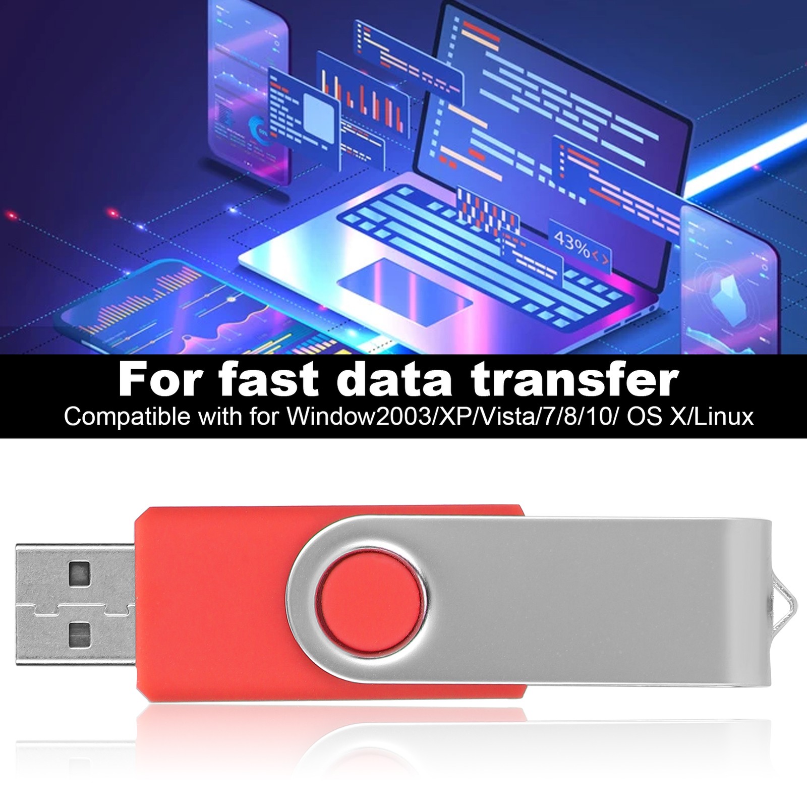 USB Flash Drive Candy Red Rotatable Storage For PC Tablet2GB