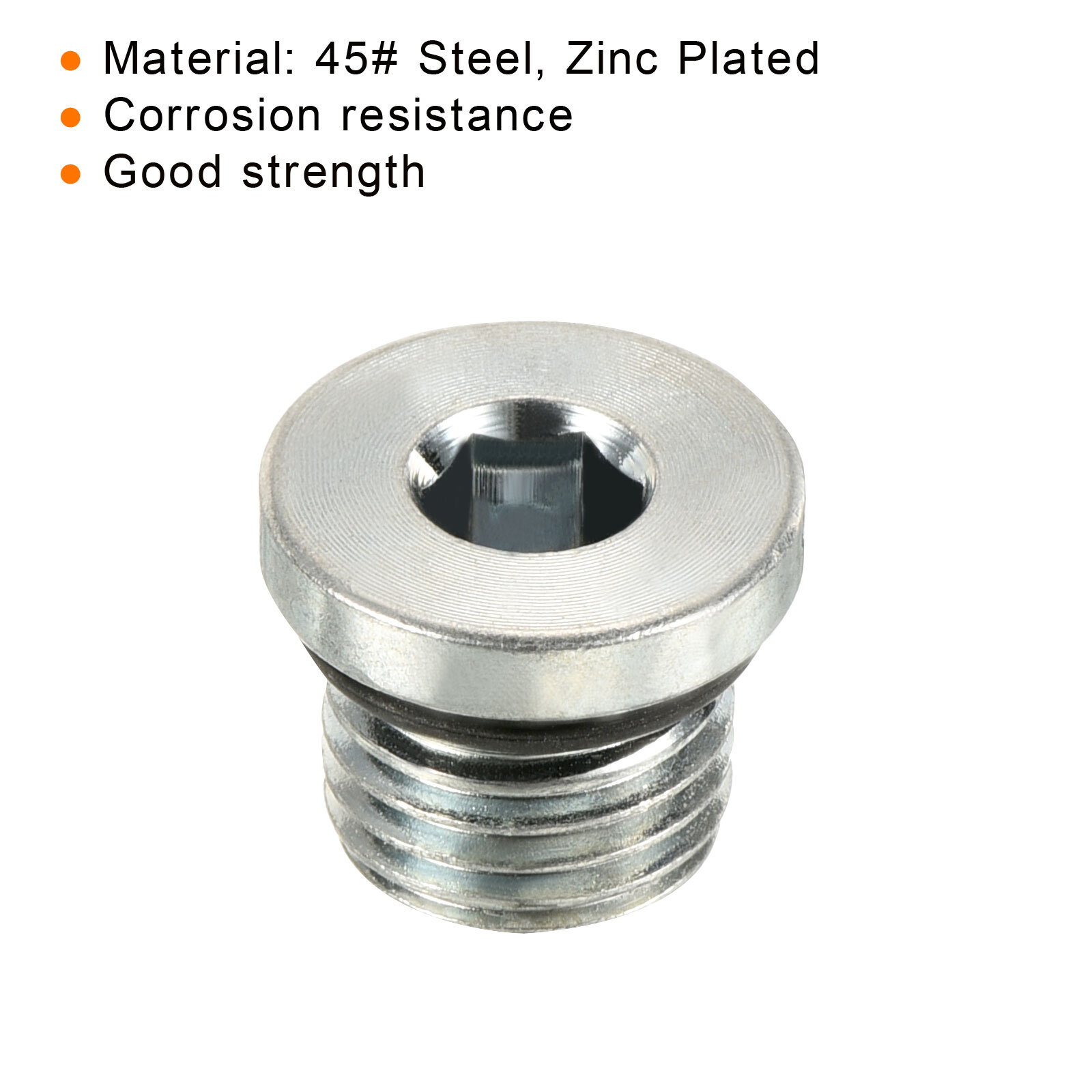 7/16-20UNF Hex Head Pipe Fitting Plug, 3 Pack Male Thread 45# Steel Plug