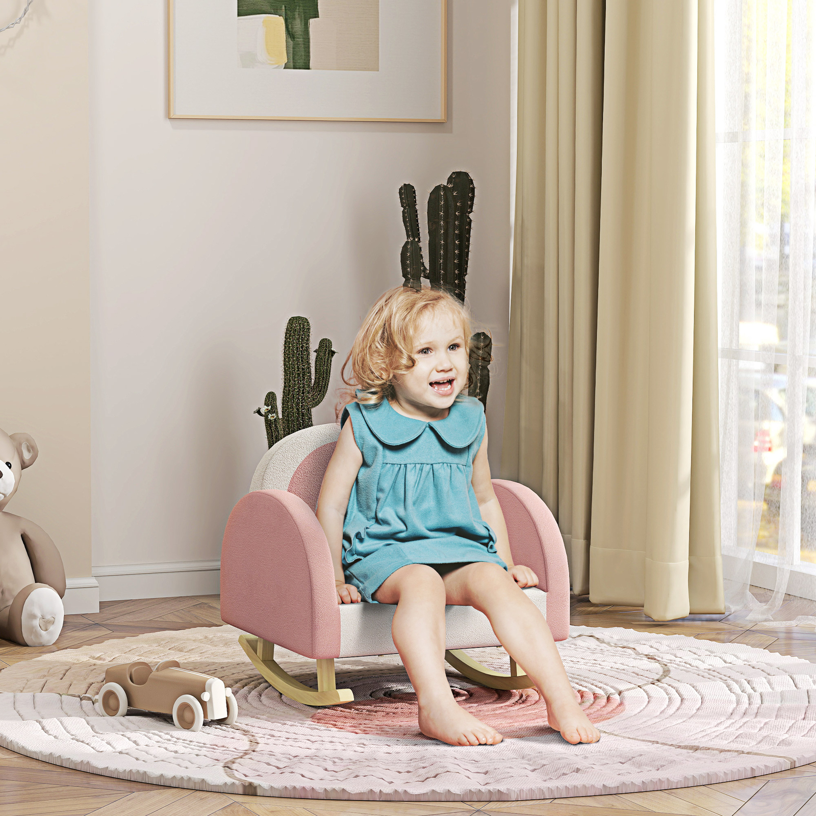 Kids Rocking Chair, Crown Decor Toddler Chair for Bedroom Playroom