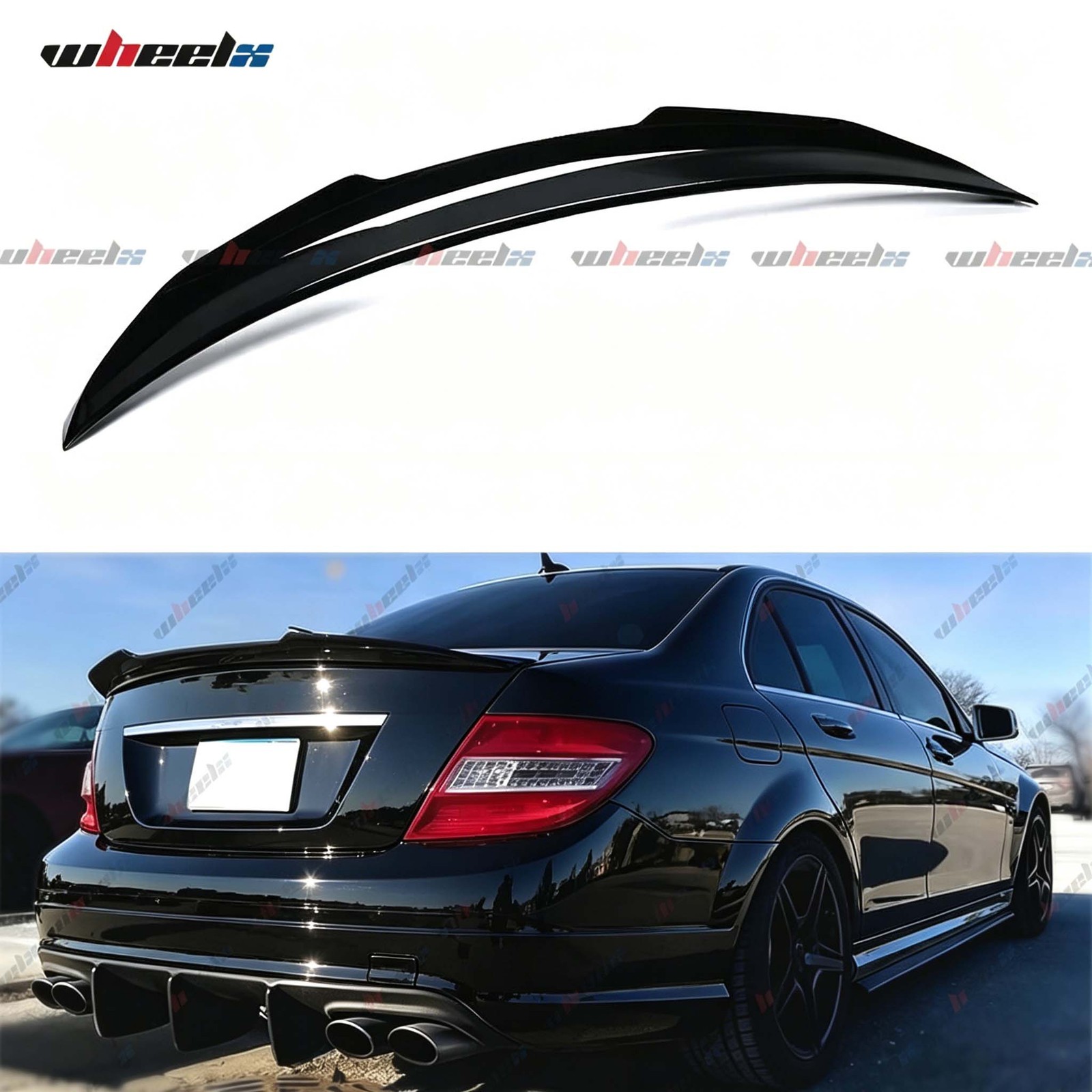 FIT 08-14 MERCEDES BENZ W204 C250 C300 GLOSS BLACK PSM STYLE TRUNK SPOILER WING