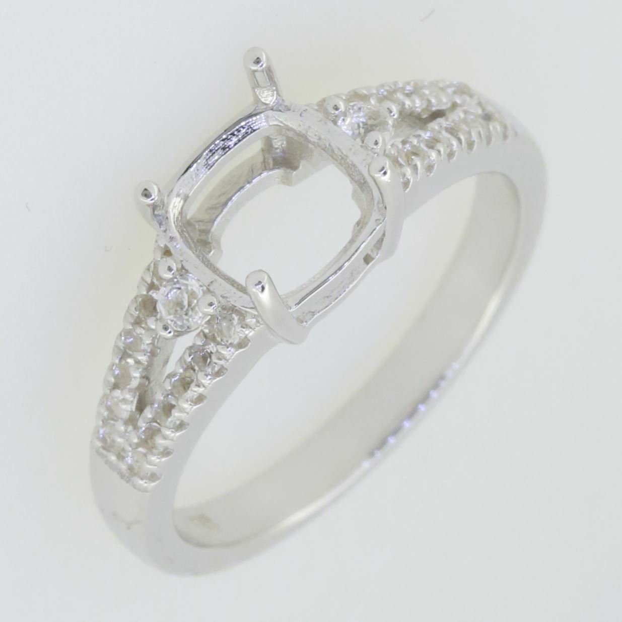 Sterling Silver Semi Mount Ring Setting Cushion CU 7x7mm Solid