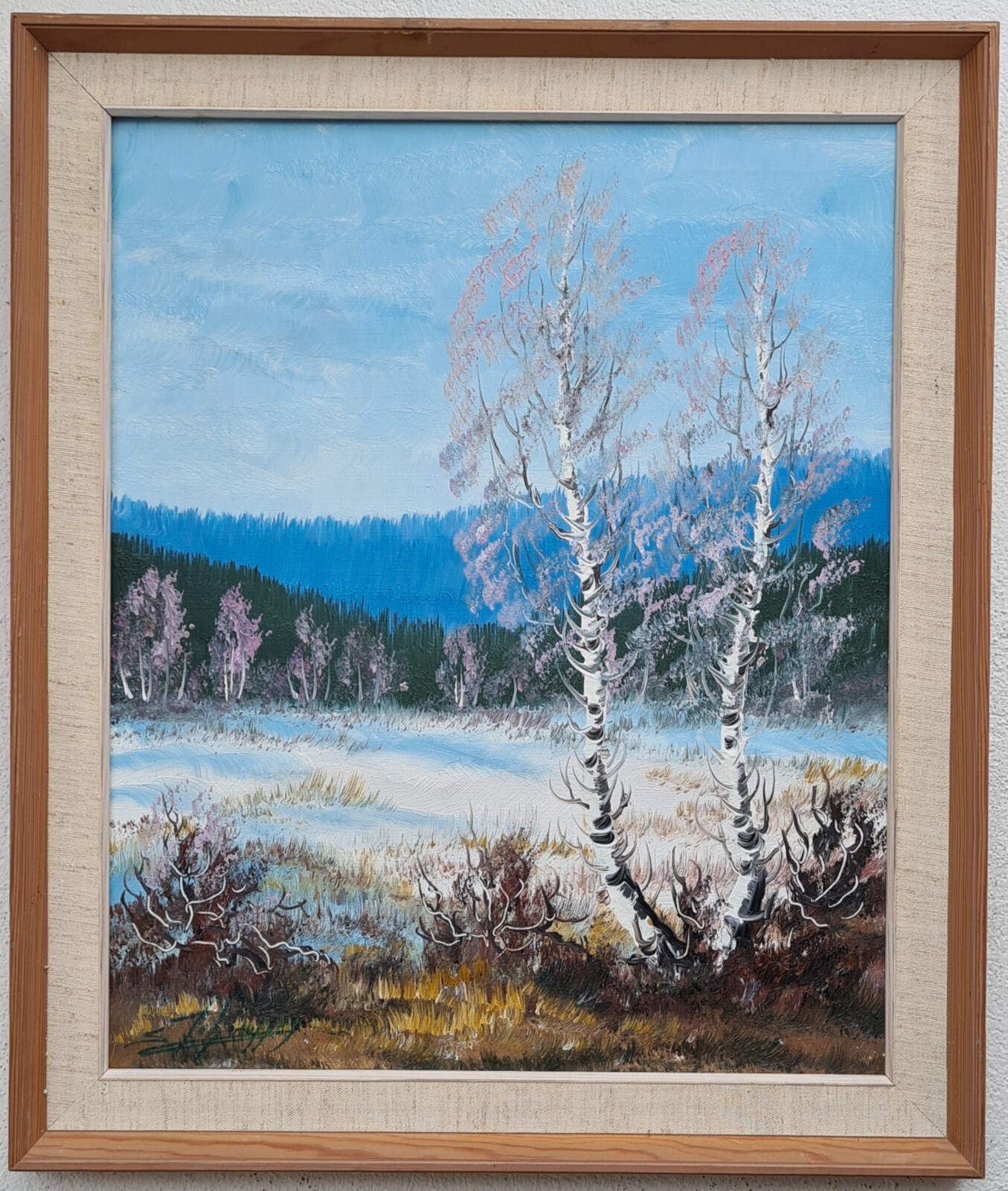 Oil painting painting oil painting masterpiece landscape winter forest snow 21