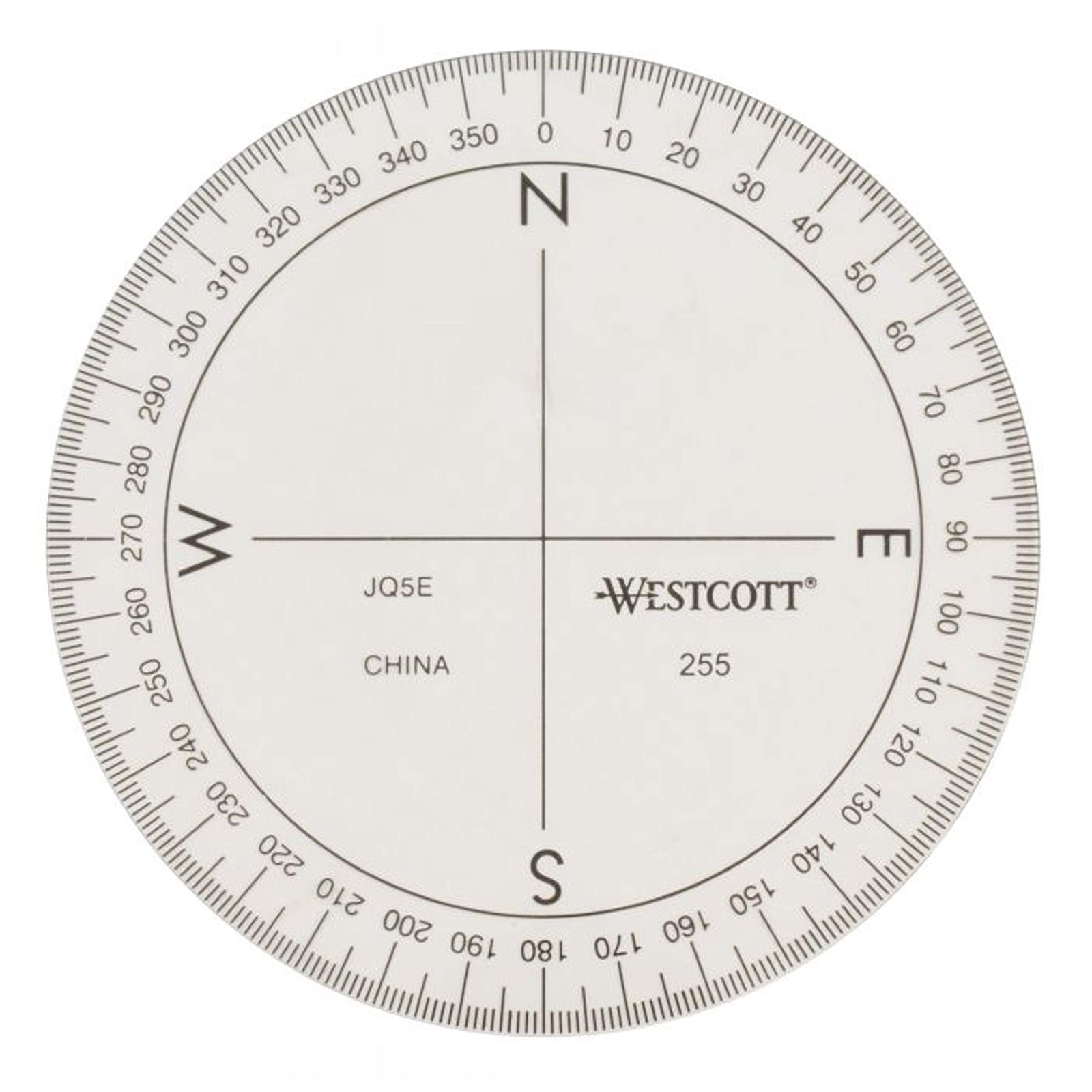 360-Degree Compass Protractor, Crystal Clear Transparent Dial, Calibrated