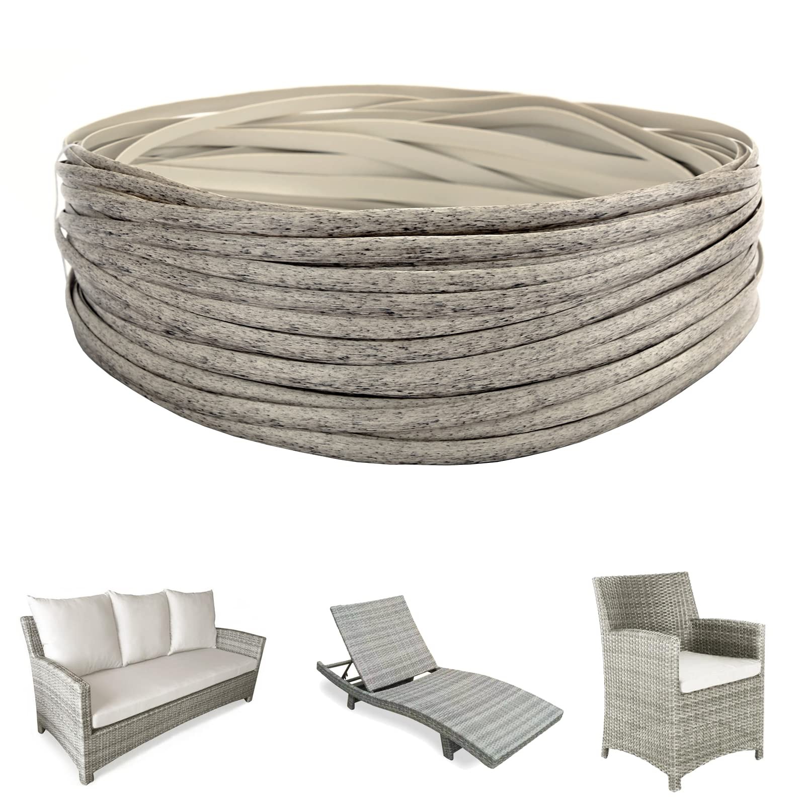 Wicker Repair Kit, 120 Ft Gray Wicker Repair Supplies, Plastic Rattan Material