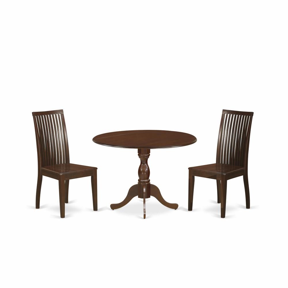 East West Furniture DMIP3-MAH-W 3 Piece Dropleaf Dining Table Set - Mahogany...