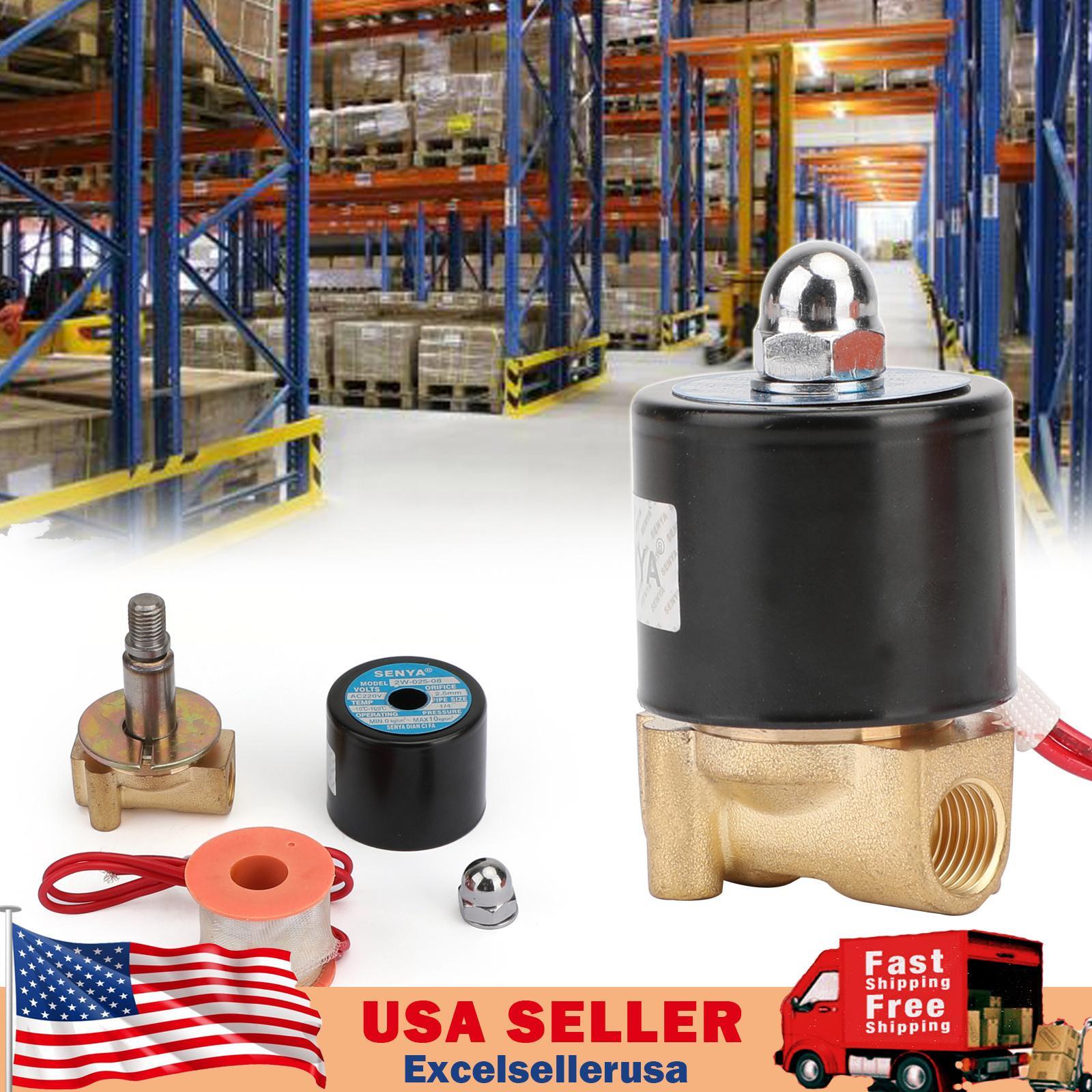 1/4" AC 220V Brass Normally Closed Electric Solenoid Valve BSP Gas Water Air N/C