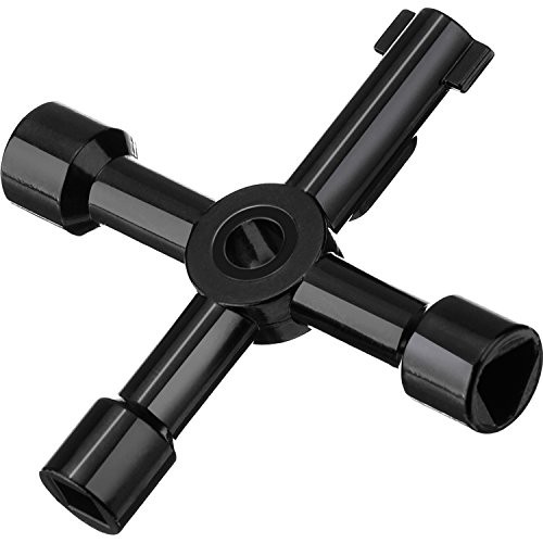 4 Way Multifunction Sillcock Utility Key Plumber Electrical Cabinet Tool Black