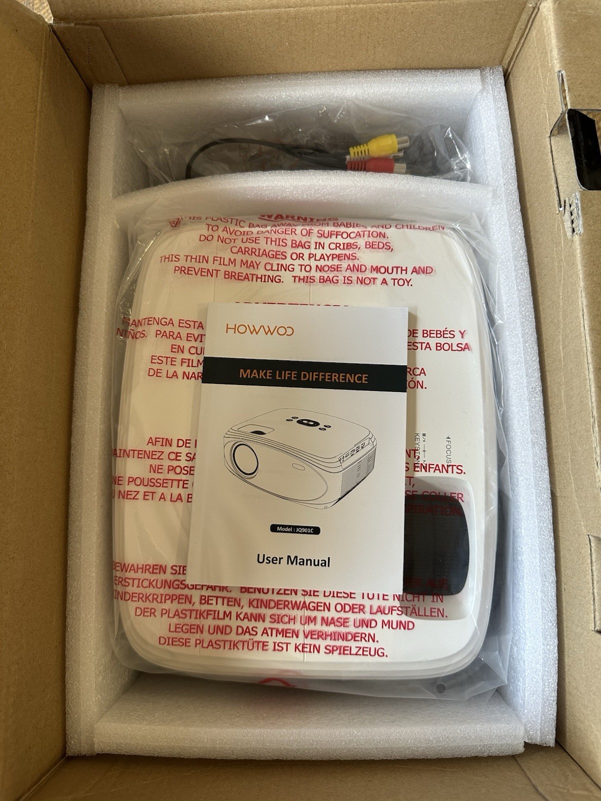 Howwoo WiFi & Bluetooth Projector Home Theater - JQ901C - Open Box