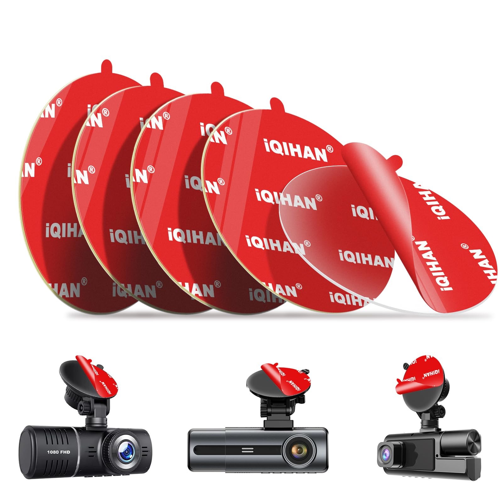 5pcs Sticky Adhesive Pad for Dash Cam Diameter: 63 mm / 2.48 inches, Clear