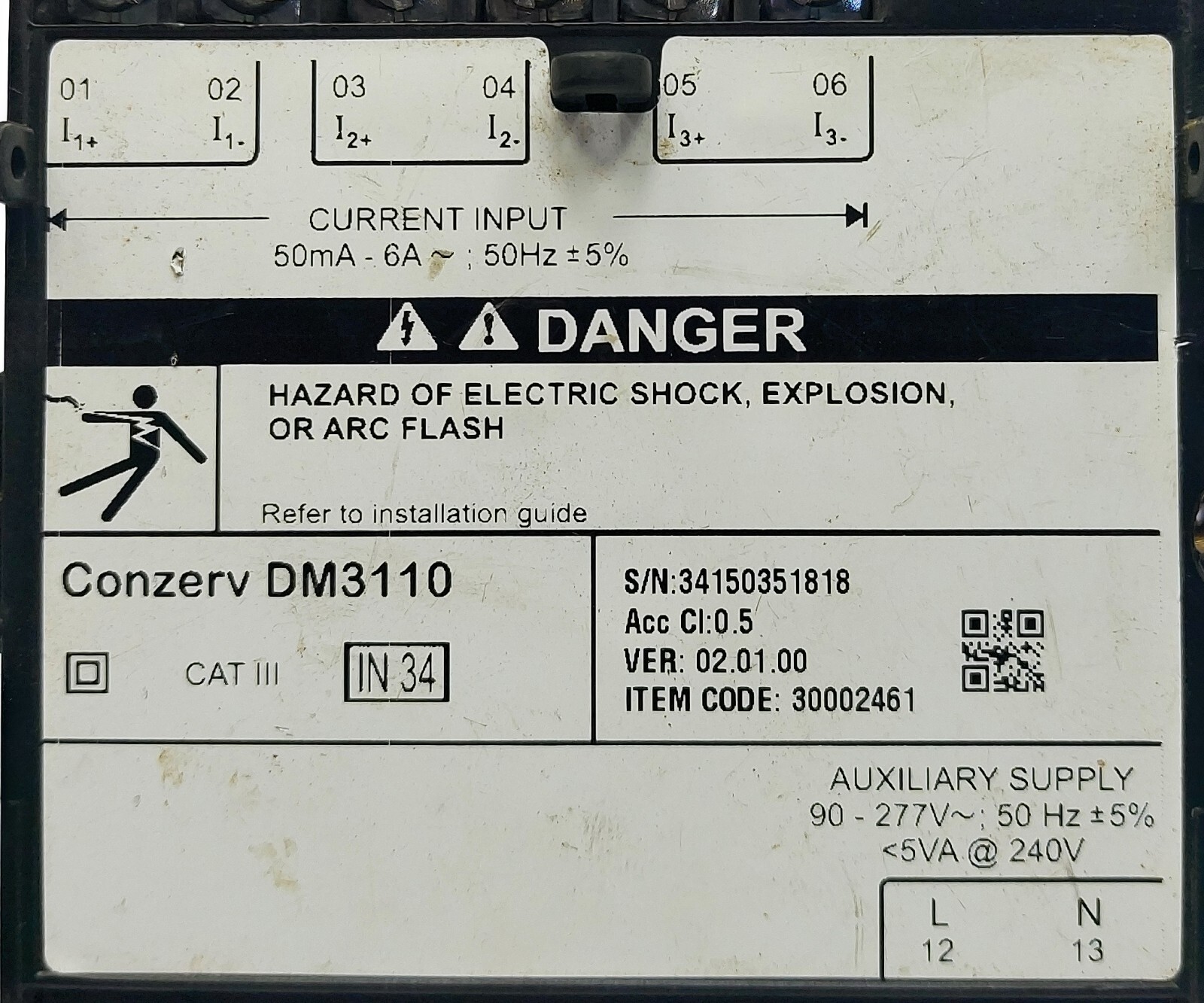 Schneider Electric Conzerv DM3110 Single Phase Voltmeter