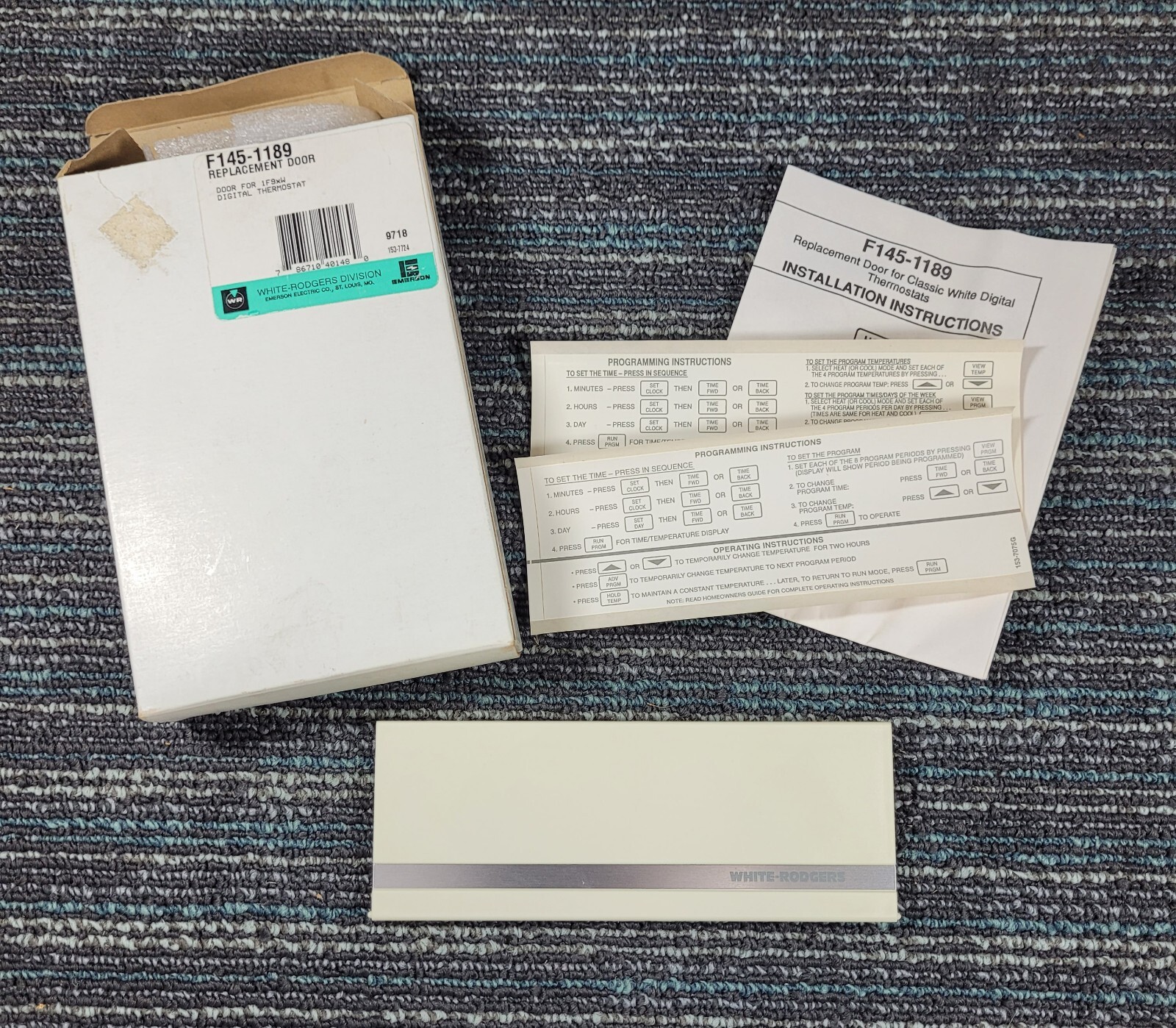 White Rodgers F145-1189 Replacement Door Classic White Digital Thermostat 1F9xW