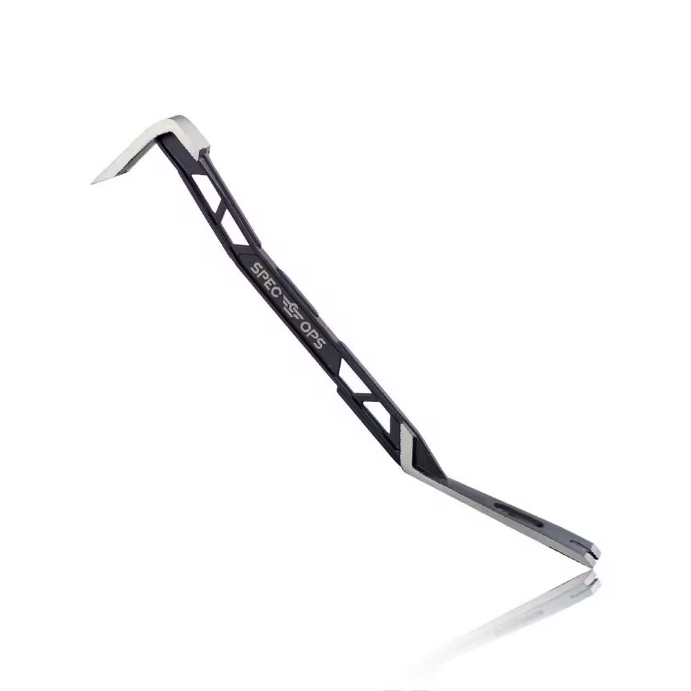 18 In. Flat Pry Bar Crowbar, Curved Rocker Head, Teardrop Nail Puller, High-Carb