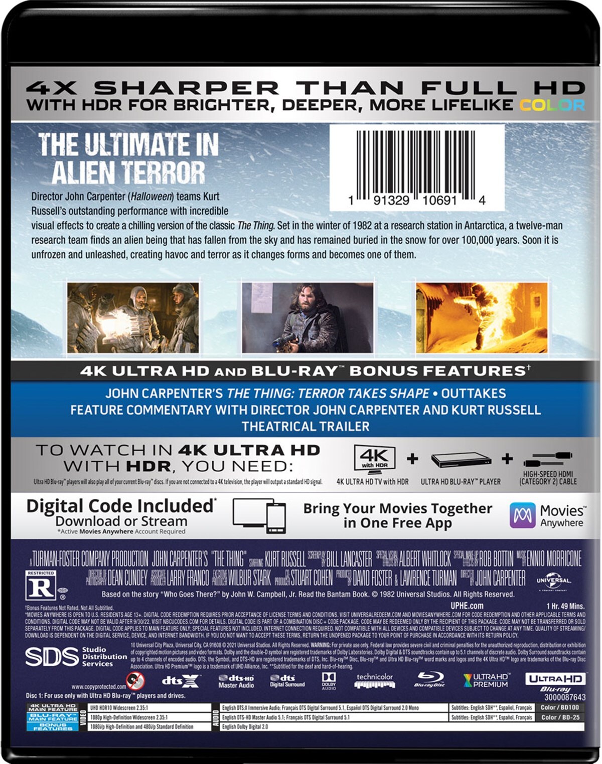 The Thing 4K UHD Blu-ray Kurt Russell NEW
