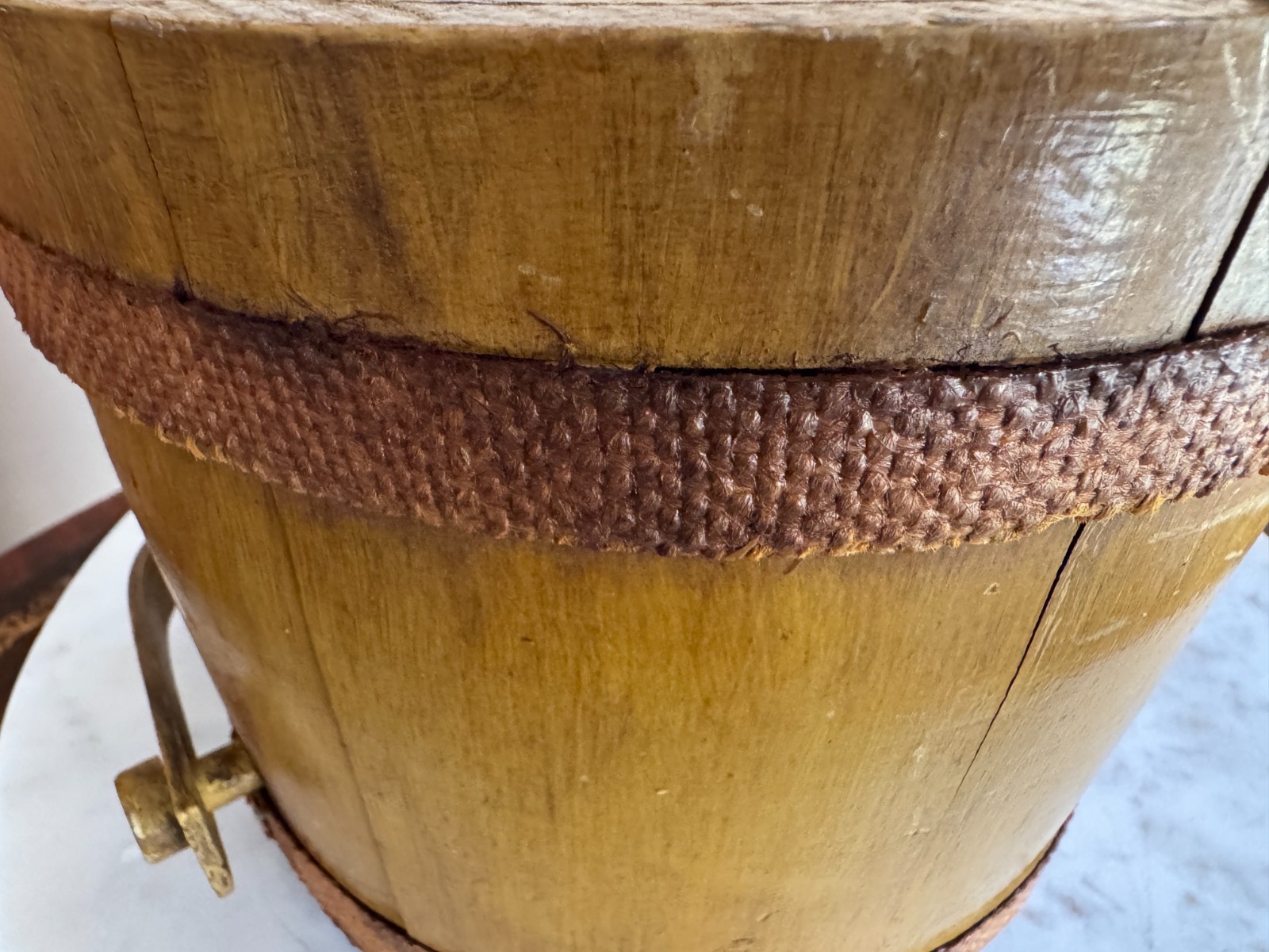 Vintage Wood Bucket With Handle Planter Storage Decoration