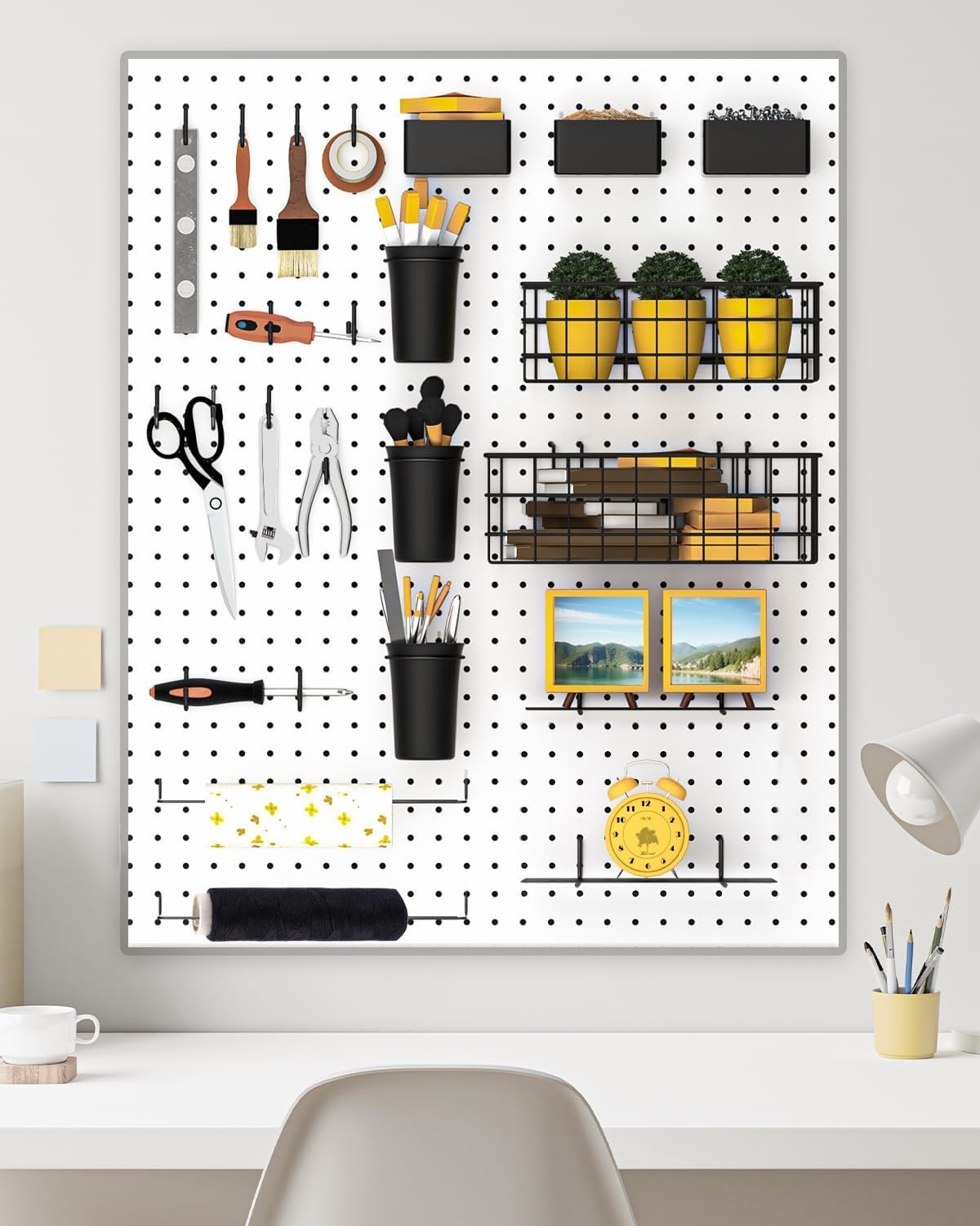Versatile Pegboard Hooks and Baskets Set - 30 Pieces for Craft and Tool Storage