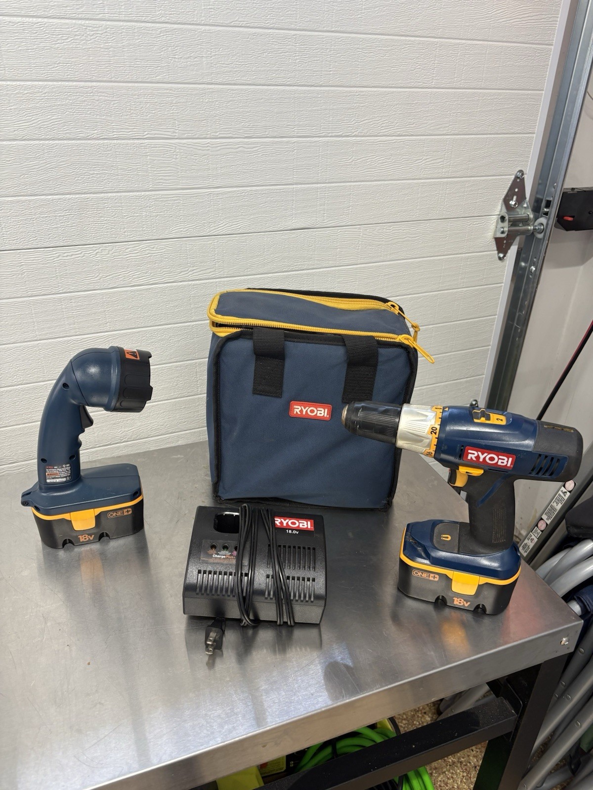 Ryobi 18V Cordless Kit W/2 Batteries and Light Tool Bag