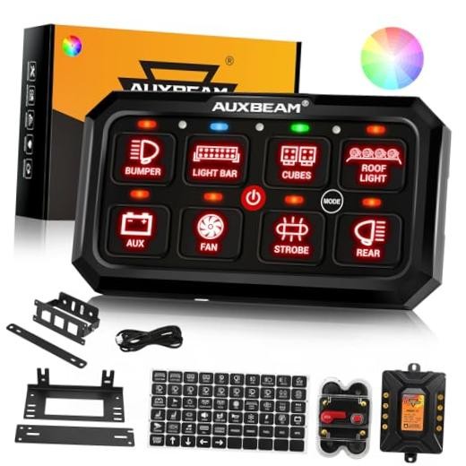 8 Gang Switch Panel RB80 XL 5.3 Inch RGB RGB 8 Gang, Two-Sided Outlet (No APP)