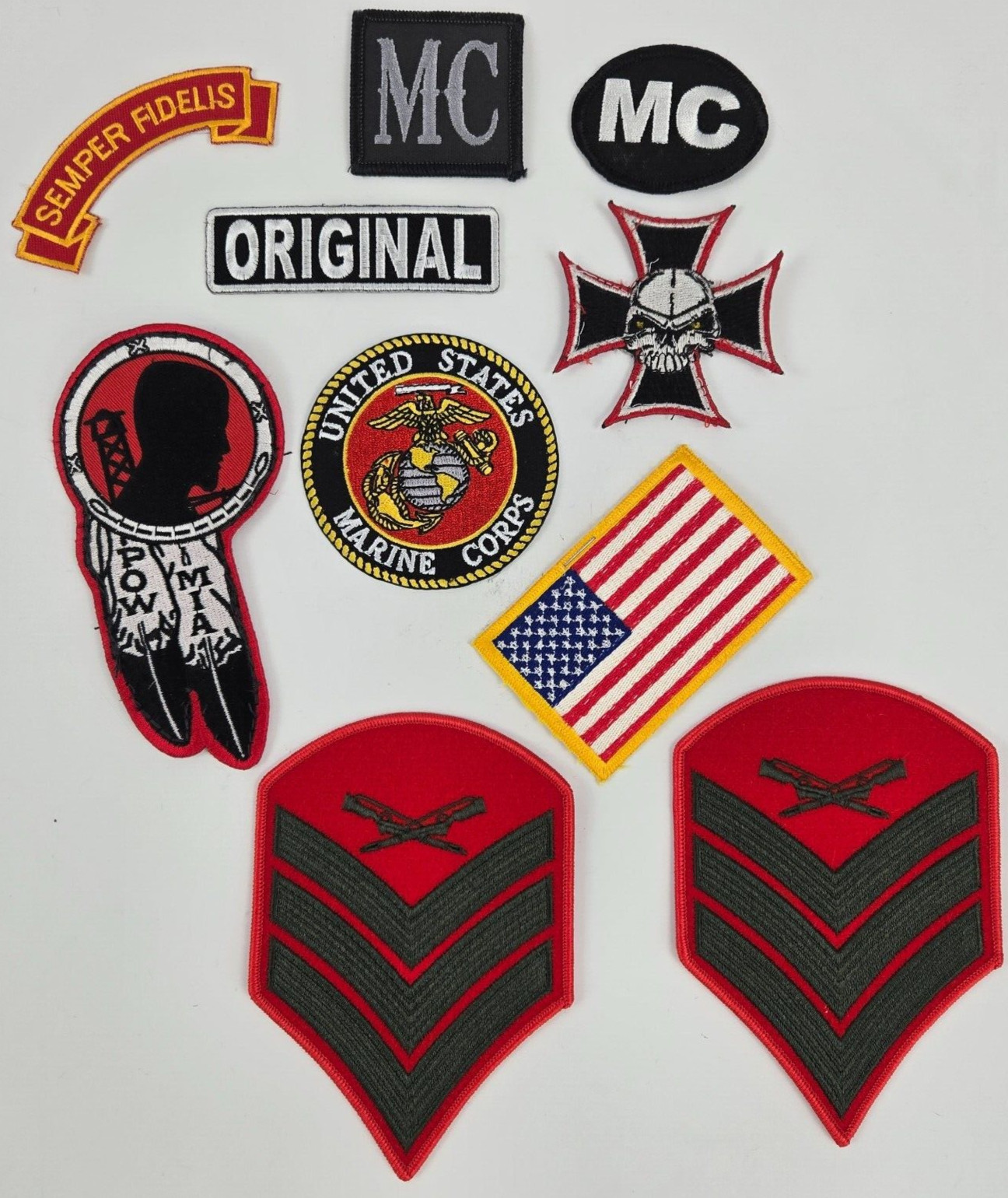 Patches Lot Of Ten Patriotic Flag MotorCycle Club And Pow Biker Core