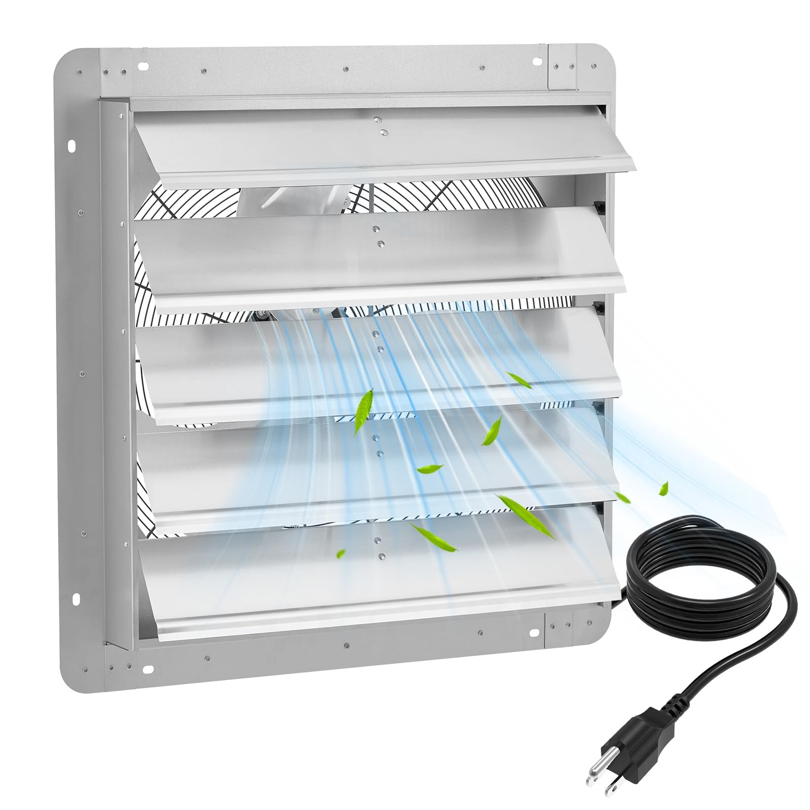20-Inch Wall-Mount Shutter Exhaust Fan with Adjustable Speed for Sheds