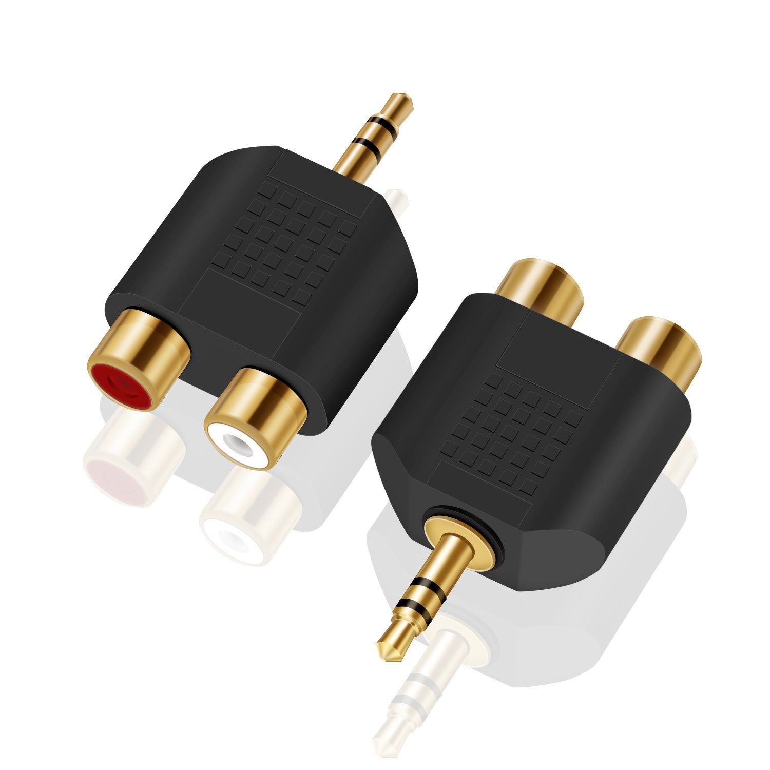 ANDTOBO 3.5 mm TRS to Dual RCA F (2-Pack), 3.5mm Stereo Male Black