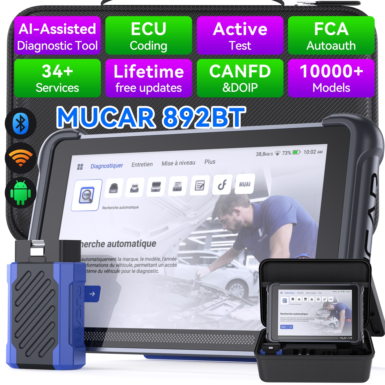 MUCAR 892BT All System Car OBD2 Diagnostic Scanner TooL Lifetime Free Updates US
