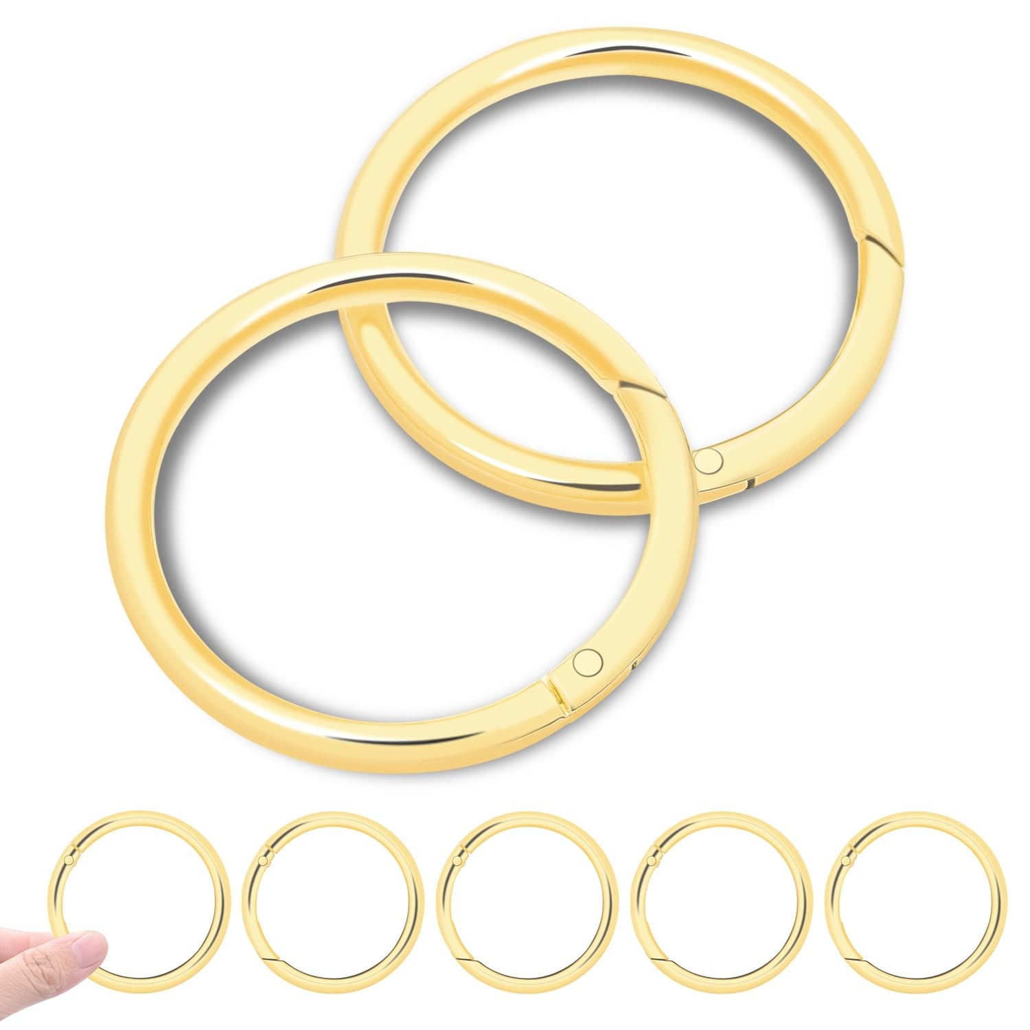 10Pack 2" Large Round Carabiner Clips, Metal Spring O Rings for Organizer Key...