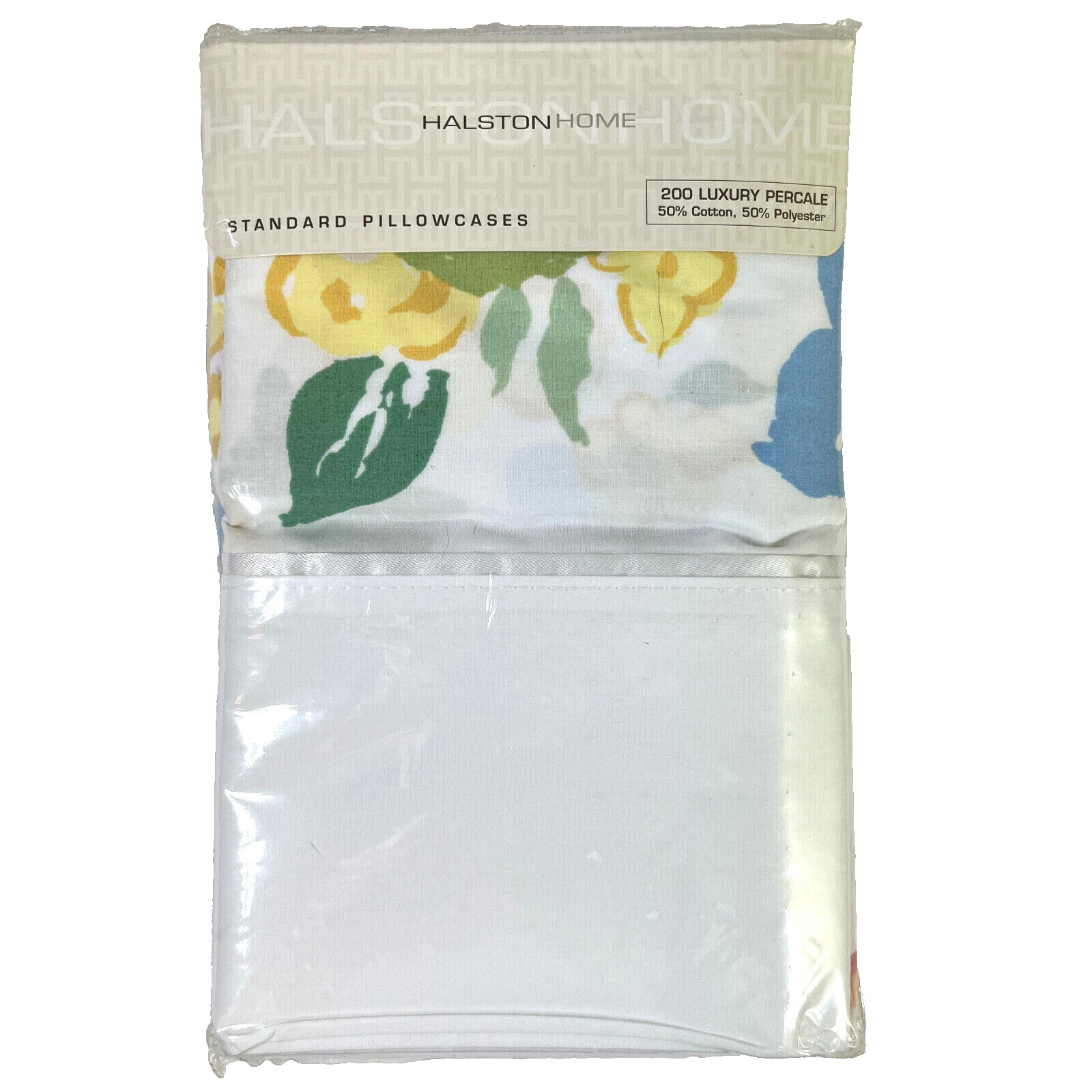 Luxury percale standard pillowcases Halston Home floral pink blue yellow NEW i