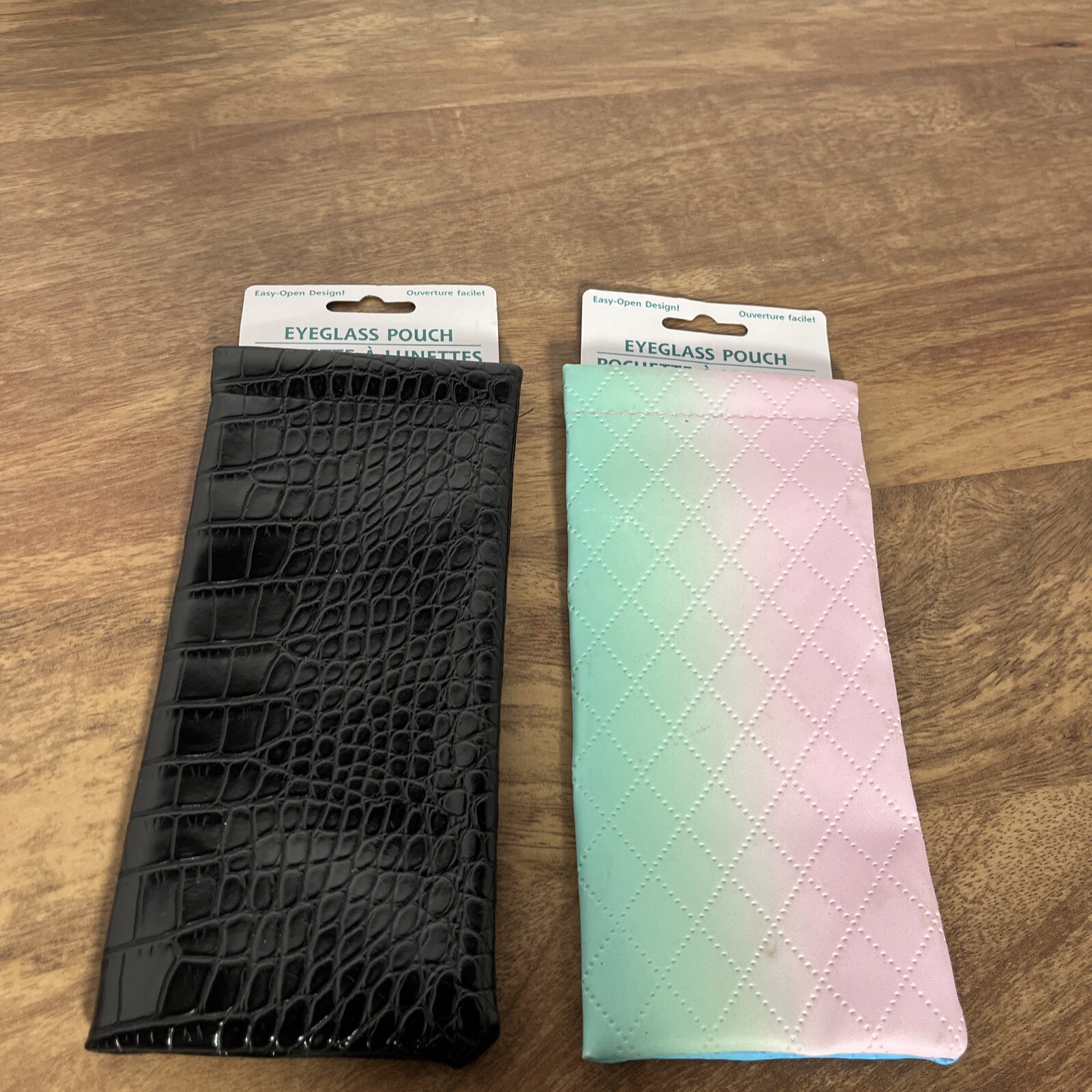 Lot Of 2 Eye Glass Pouches 1 Black One Teal/pink