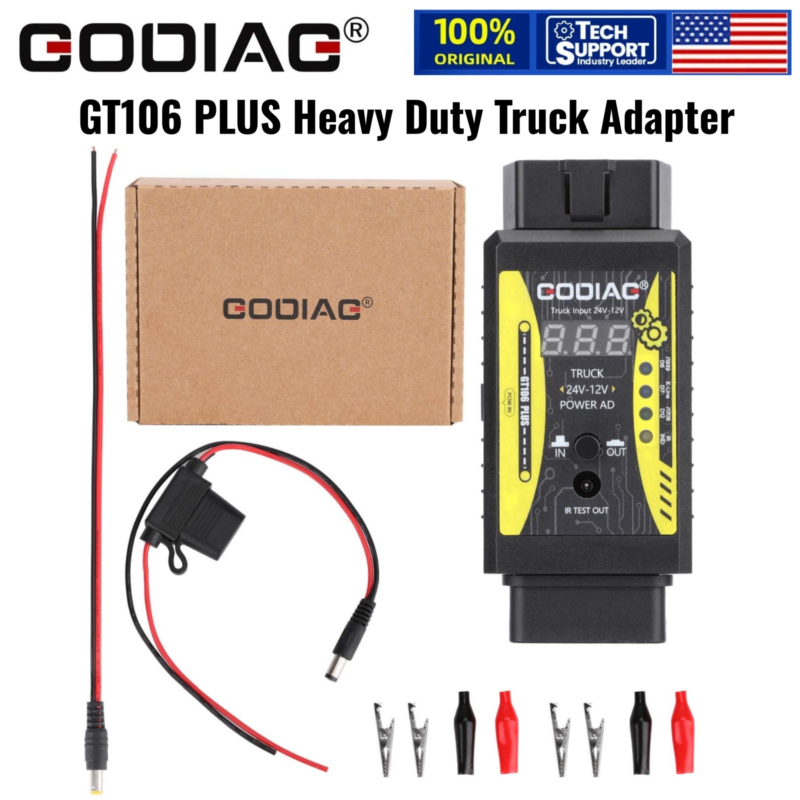 GODIAG GT106 PLUS 24V to 12V Heavy Duty Truck Adapter for ThinkCar Thinkdiag
