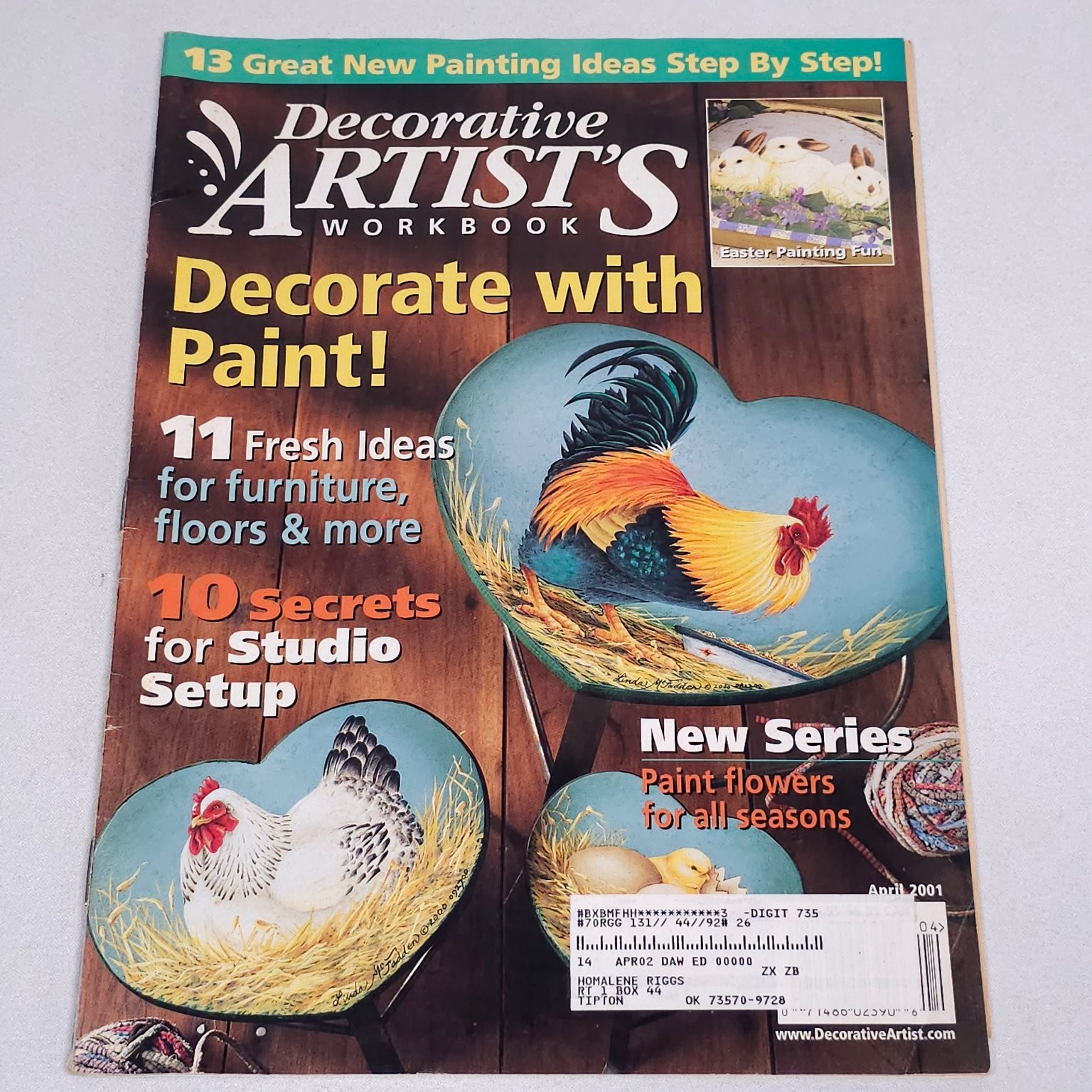 Decorative Artist's Workbook Magazine Decorate with Paint April 2001 Quilting