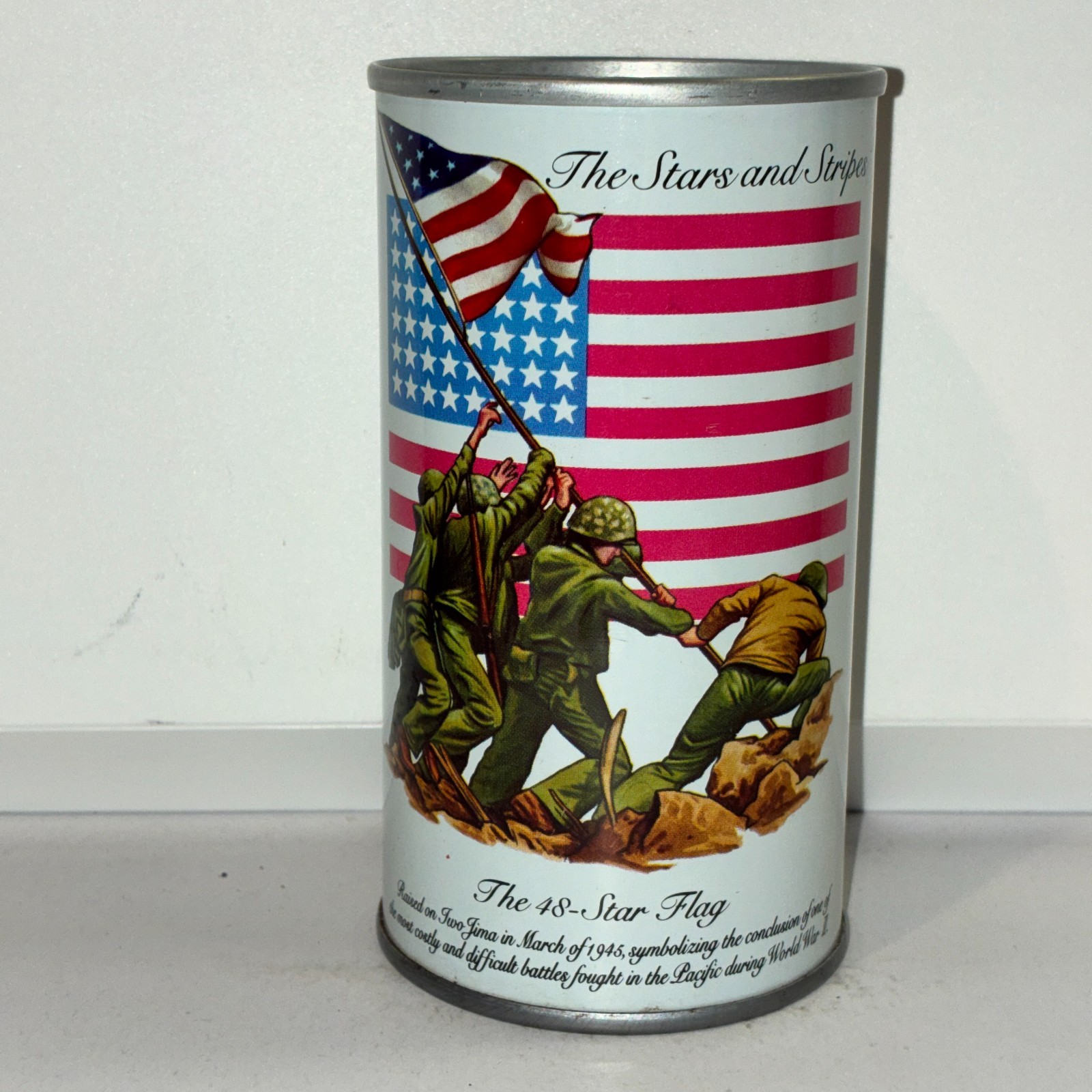 1976 Bicentennial Stars & Stripes, 48 Star, Marines, Iwo Jima Graf's soda can BO