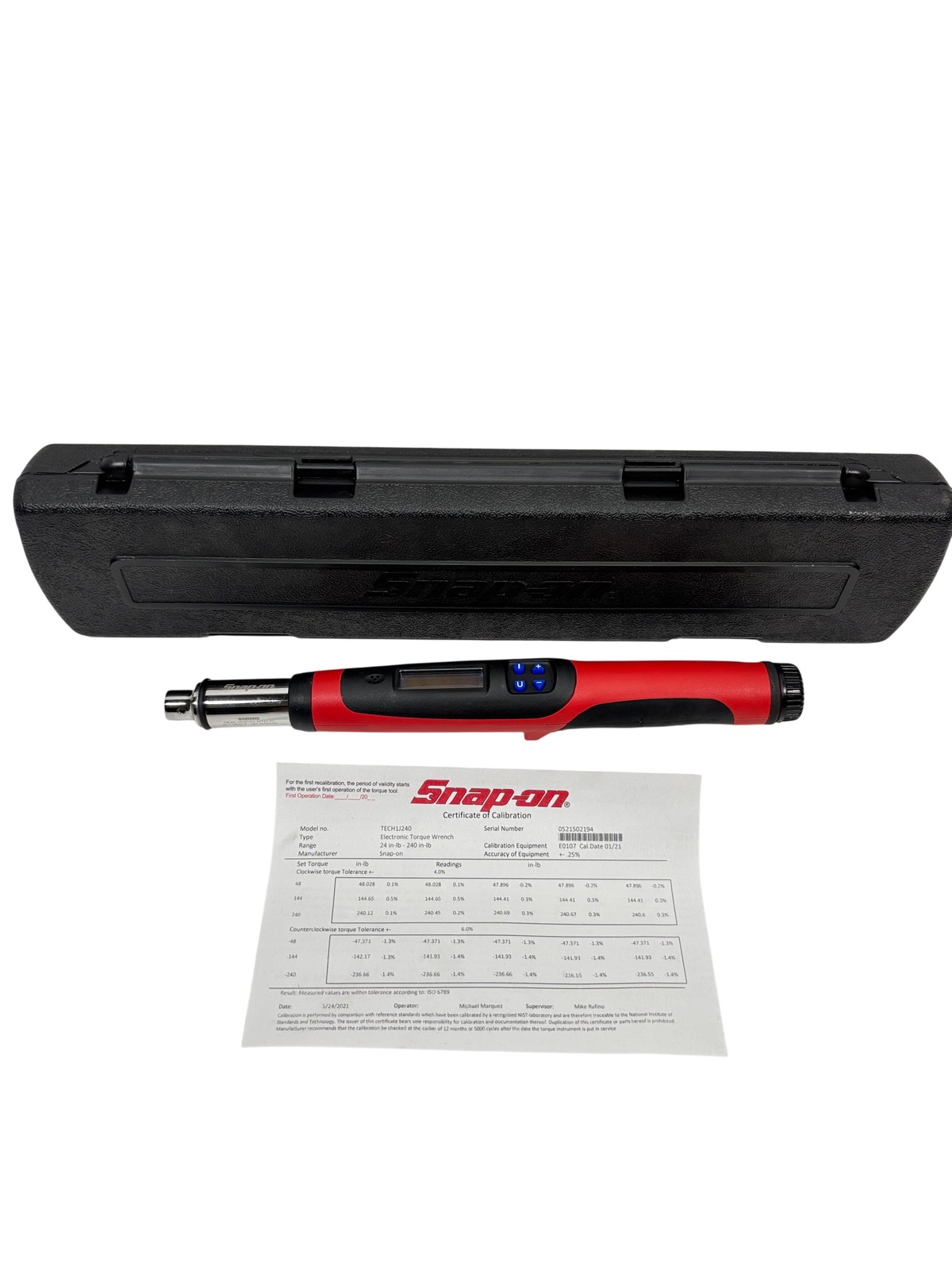 Snap On TECH1J240 Interchangeable-Head J-Shank Torque Wrench (1–20 ft-lb) - 3314