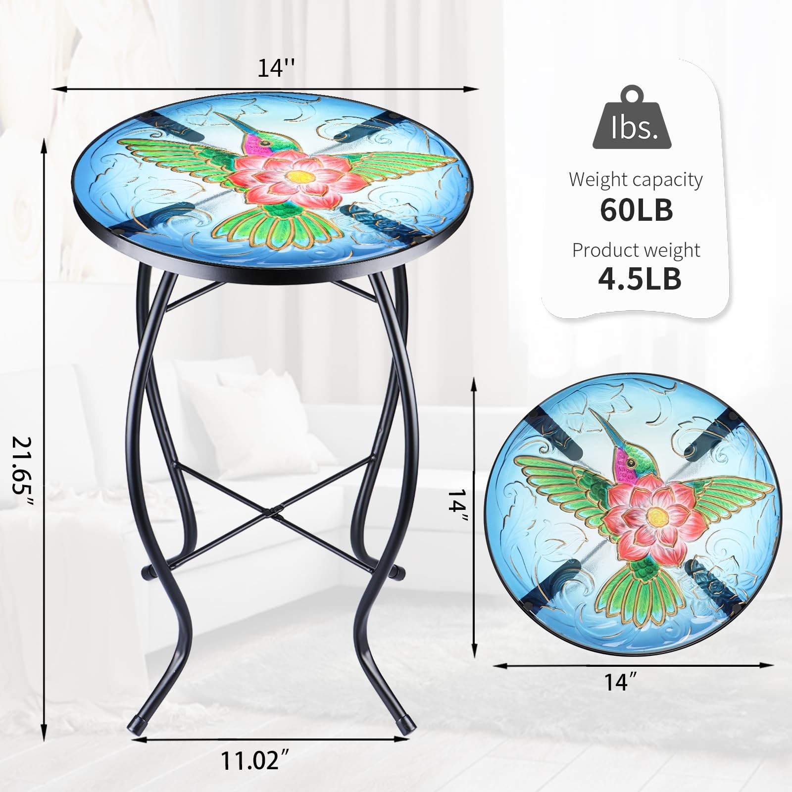 Patio Side Table Outdoor Accent Bistro Coffee Plant End Small Porch Indoor Round