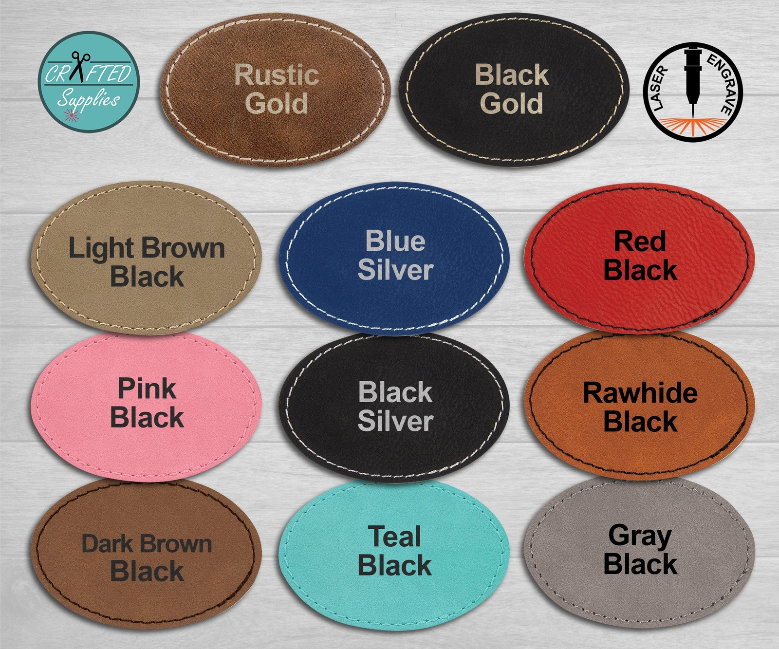Leatherette Patch, SM Oval 3 in x 2 in