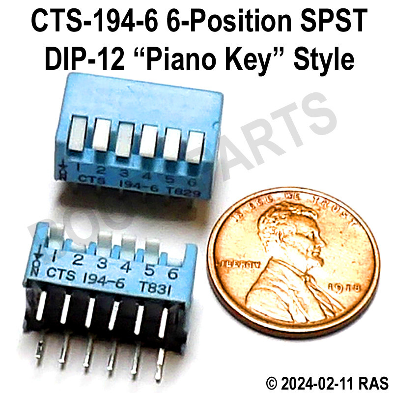 (10) 6-Position "Piano Key" SPST Switches DIP-12 CTS-194-6 ** USA SELLER **