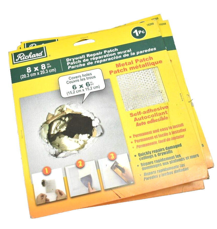 Lot of 6 Richard Drywall Repair Patch 8" x 8" For 6" x 6" Hole Cover 18208