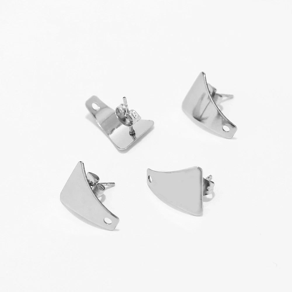 50PCS Silver/gold stainless steel trapezoid Stud Earrings Post Findings