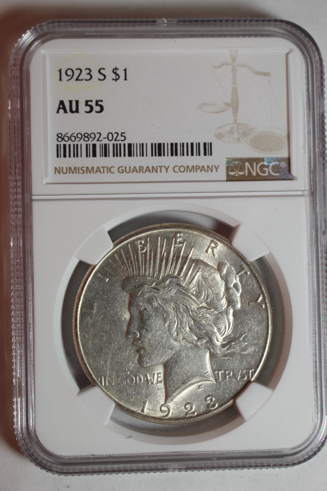 1923 S Peace Silver Dollar NGC AU55 #025