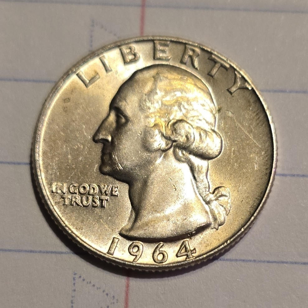 1964-D Washington Quarter 25C Silver 0.900 Denver Mint Business Strike KM#164
