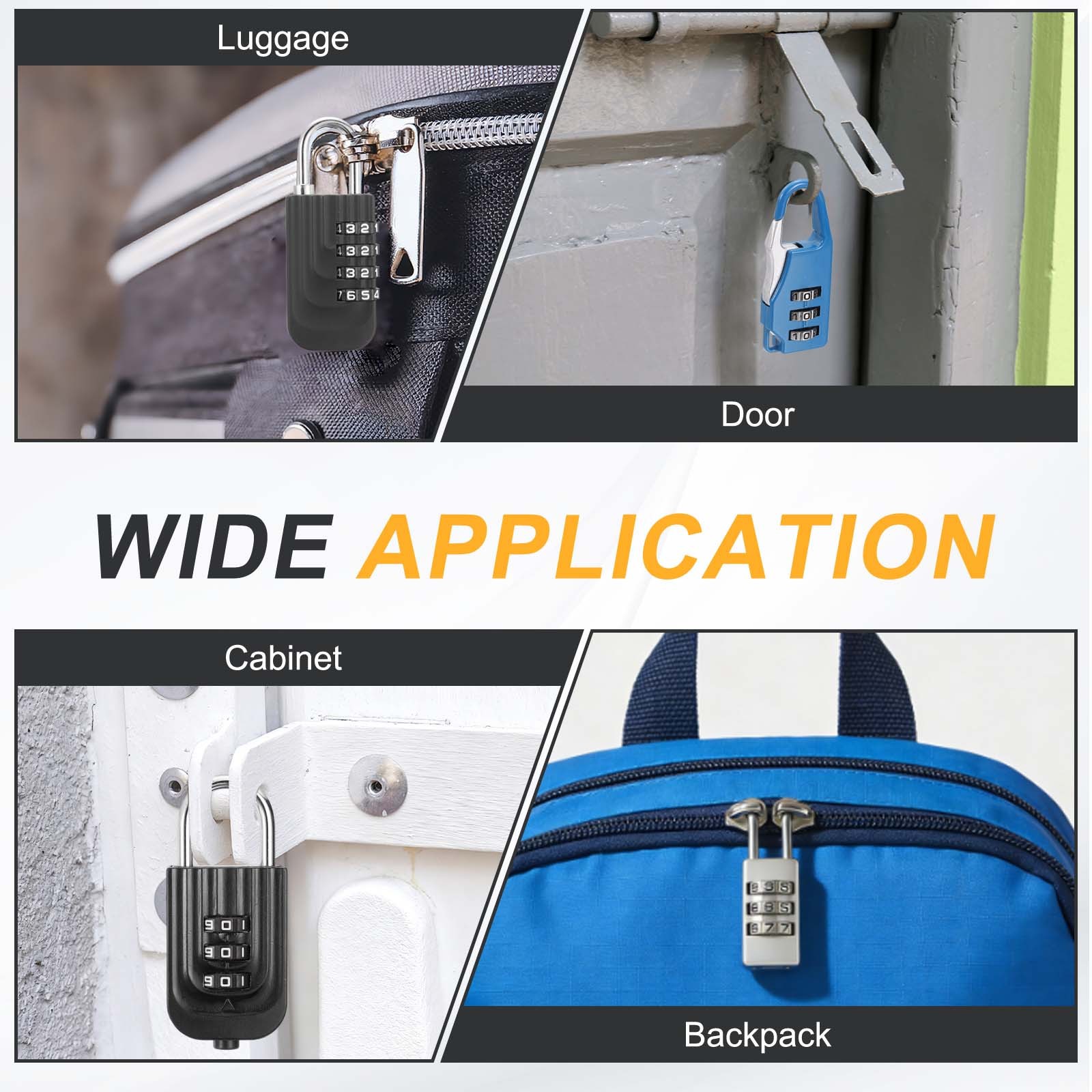Resettable 4 Digit Combination Lock Code Padlock, Sapphire (73 x 28mm)